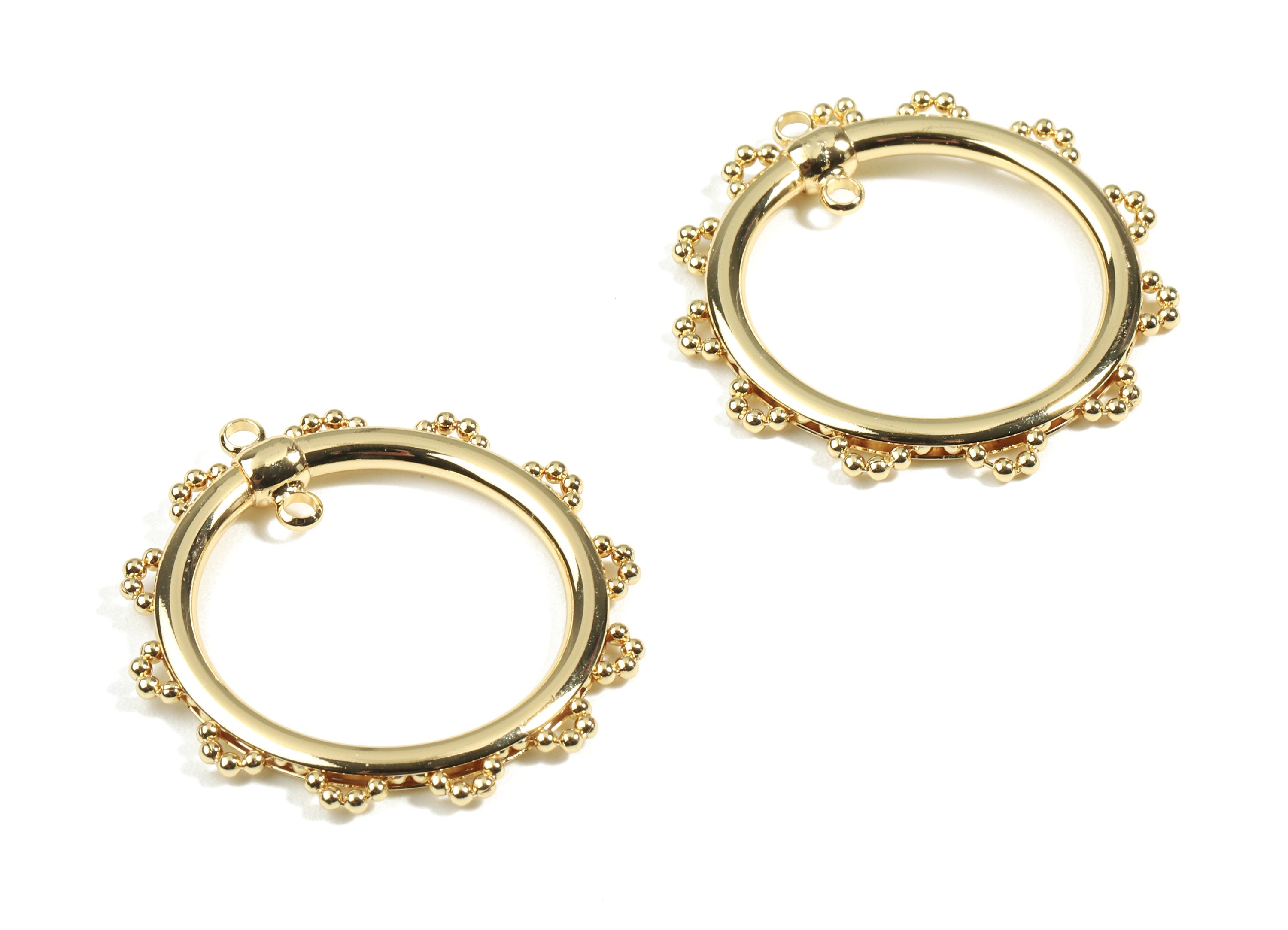 Brass Hoop Earring Connector - Gold Round Necklacet Connectors - 18K Real Gold Plated Brass - Jewelry Supplies - 33.96x32.85x2.5mm - RGP2492 - DOMEDBAZAAR