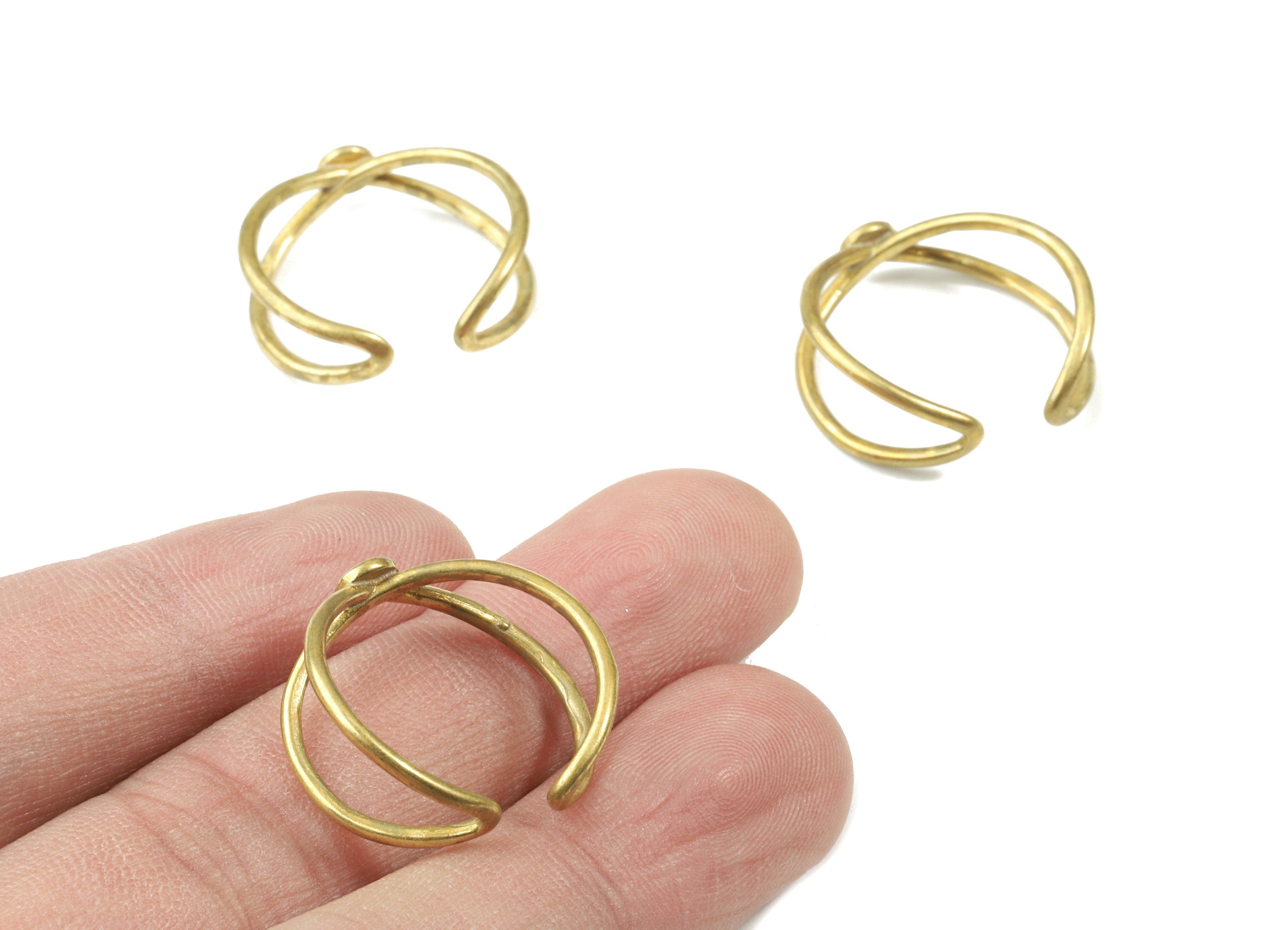 Brass Wire Ring - Raw Brass Open Wire Ring - Earring Ring - Jewelry Supplies - 22.09x8.1x2.57mm - PP3075 - DOMEDBAZAAR
