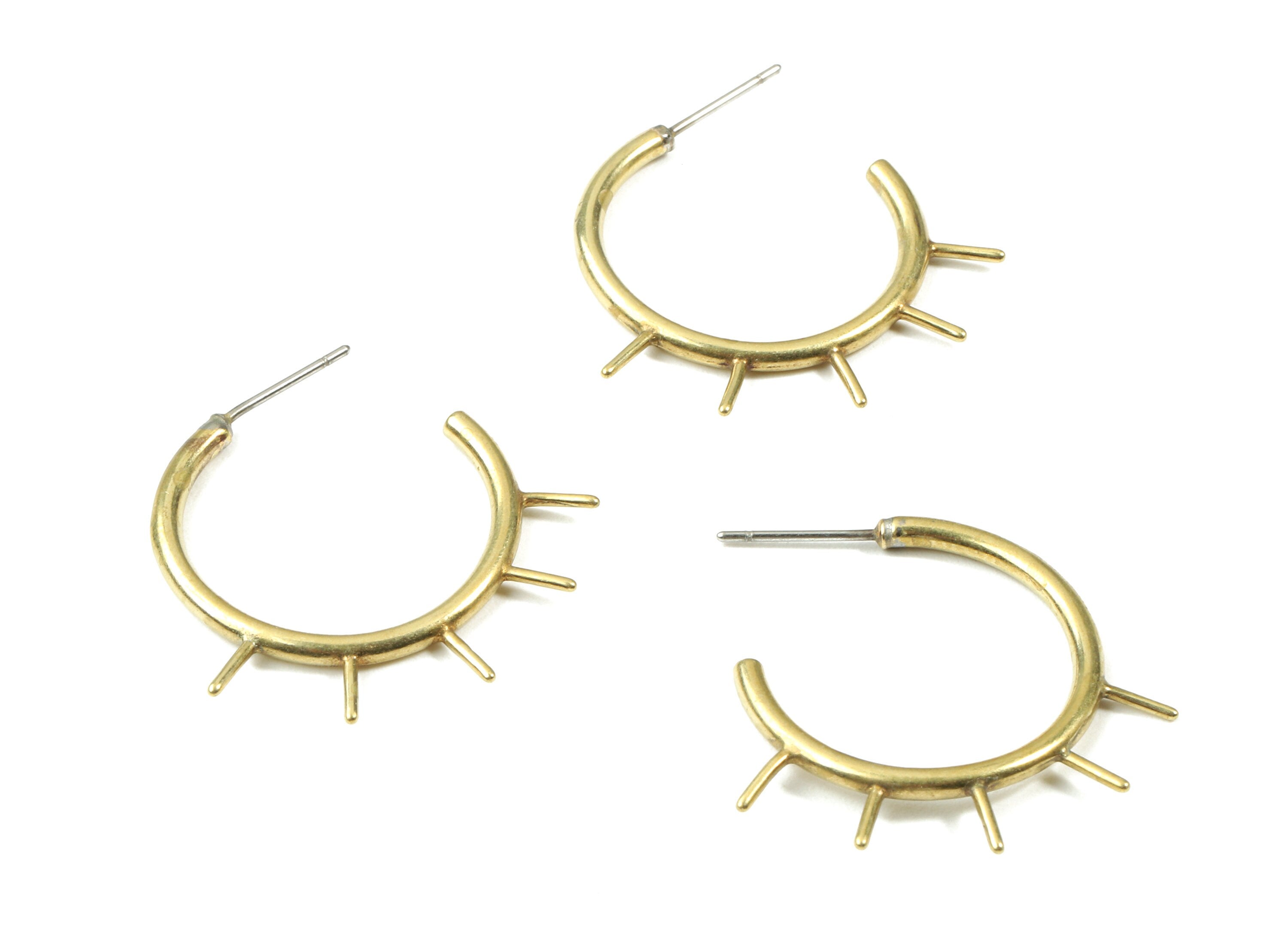 Brass C Earring Stud - Raw Brass C Earring Post - Steel Stud - Earring Post - Jewelry Supplies - 28.72x7.87x2.08mm - PP3074 - DOMEDBAZAAR