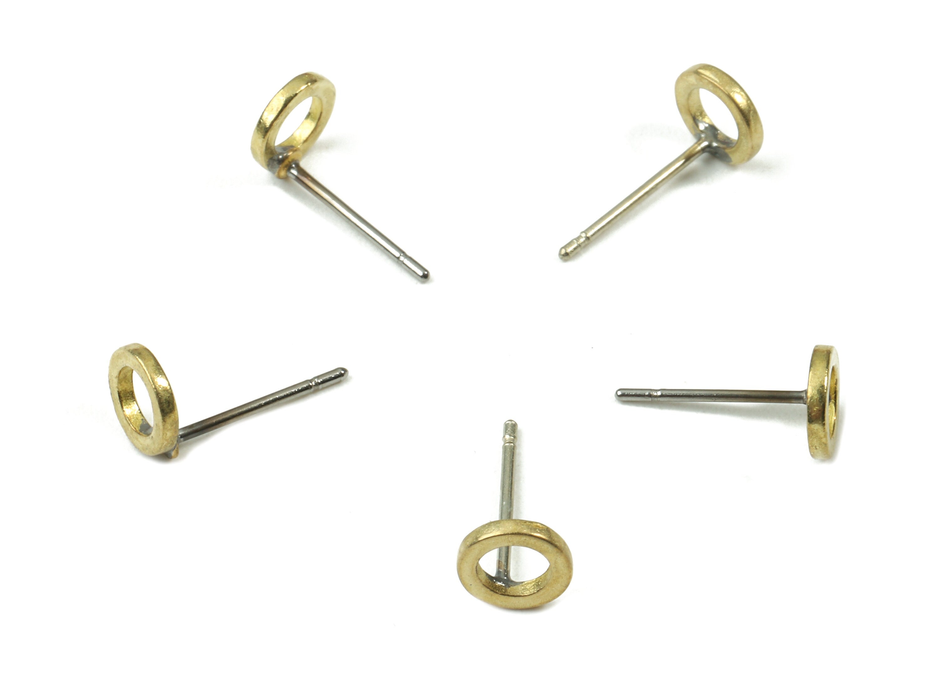 Brass Circle Earring Stud - Raw Brass Round Earring Post - Steel Stud - Earring Post - Jewelry Supplies - 6.26x6.26x1.16mm - PP3093 - DOMEDBAZAAR