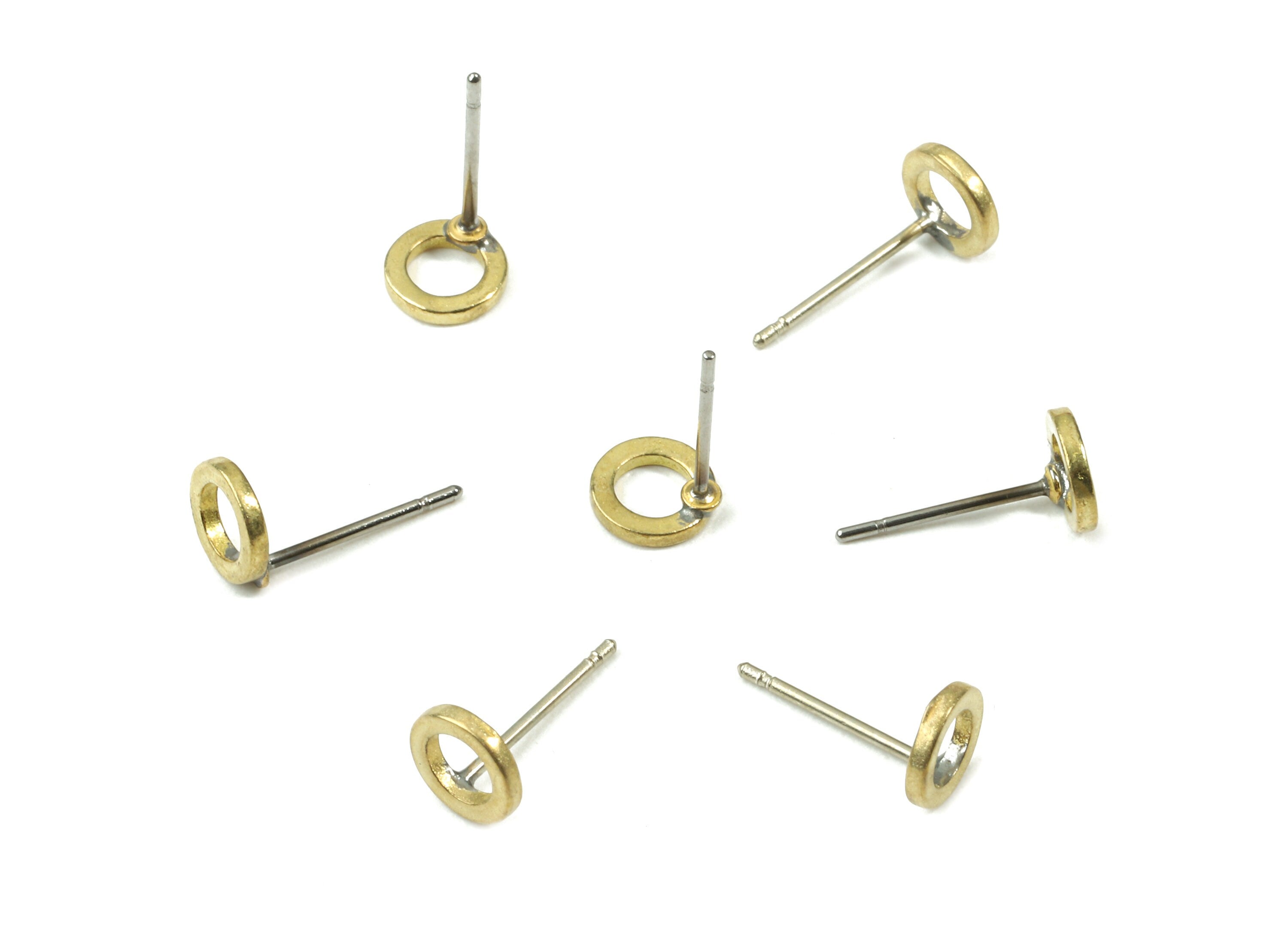 Brass Circle Earring Stud - Raw Brass Round Earring Post - Steel Stud - Earring Post - Jewelry Supplies - 6.26x6.26x1.16mm - PP3093 - DOMEDBAZAAR