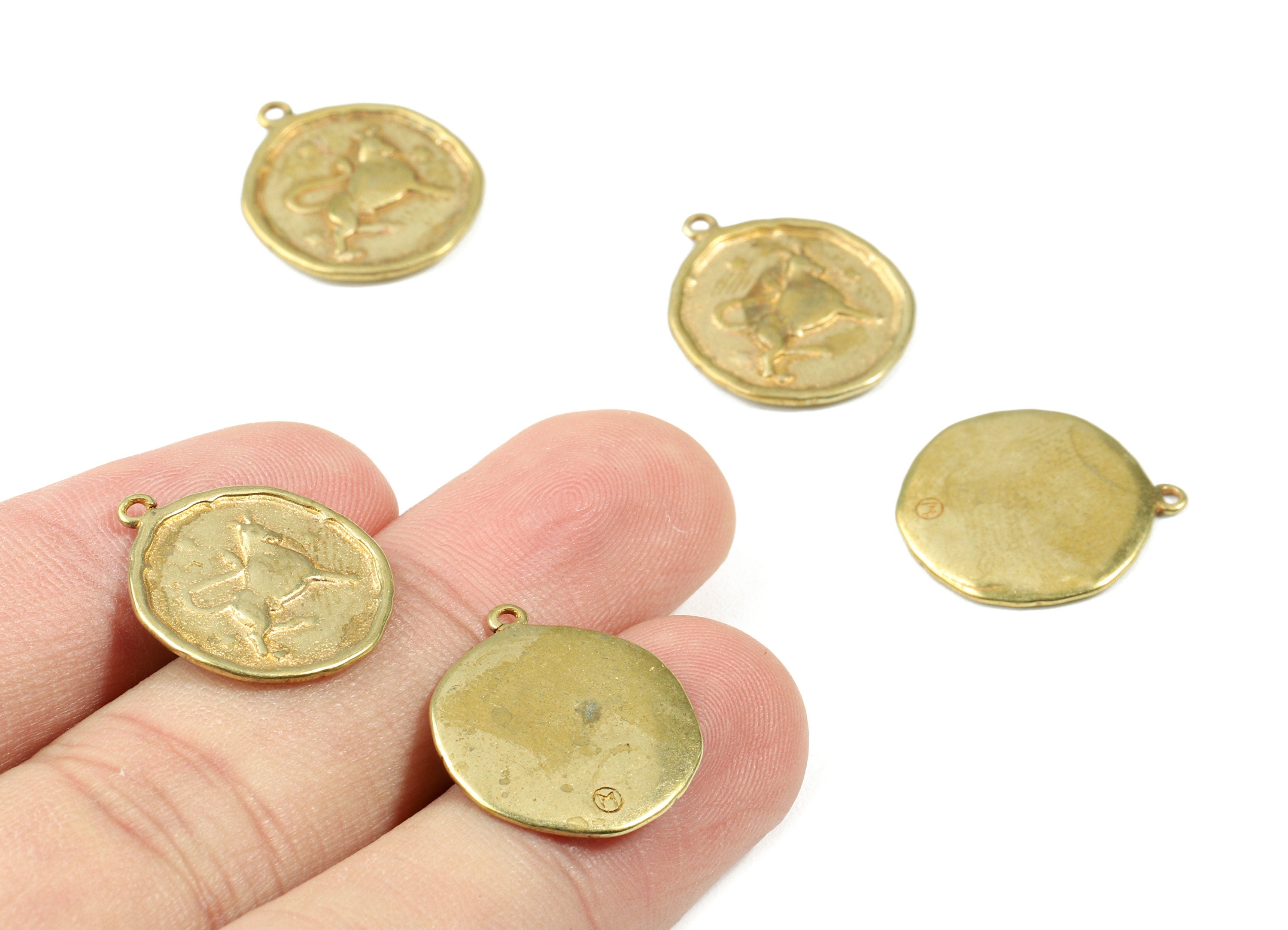 Brass Taurus Earring Charms - Raw Brass Horoscopes Pendant - Earring Findings - Jewelry Supplies - 19.52x16.92x1.28mm - PP3073 - DOMEDBAZAAR