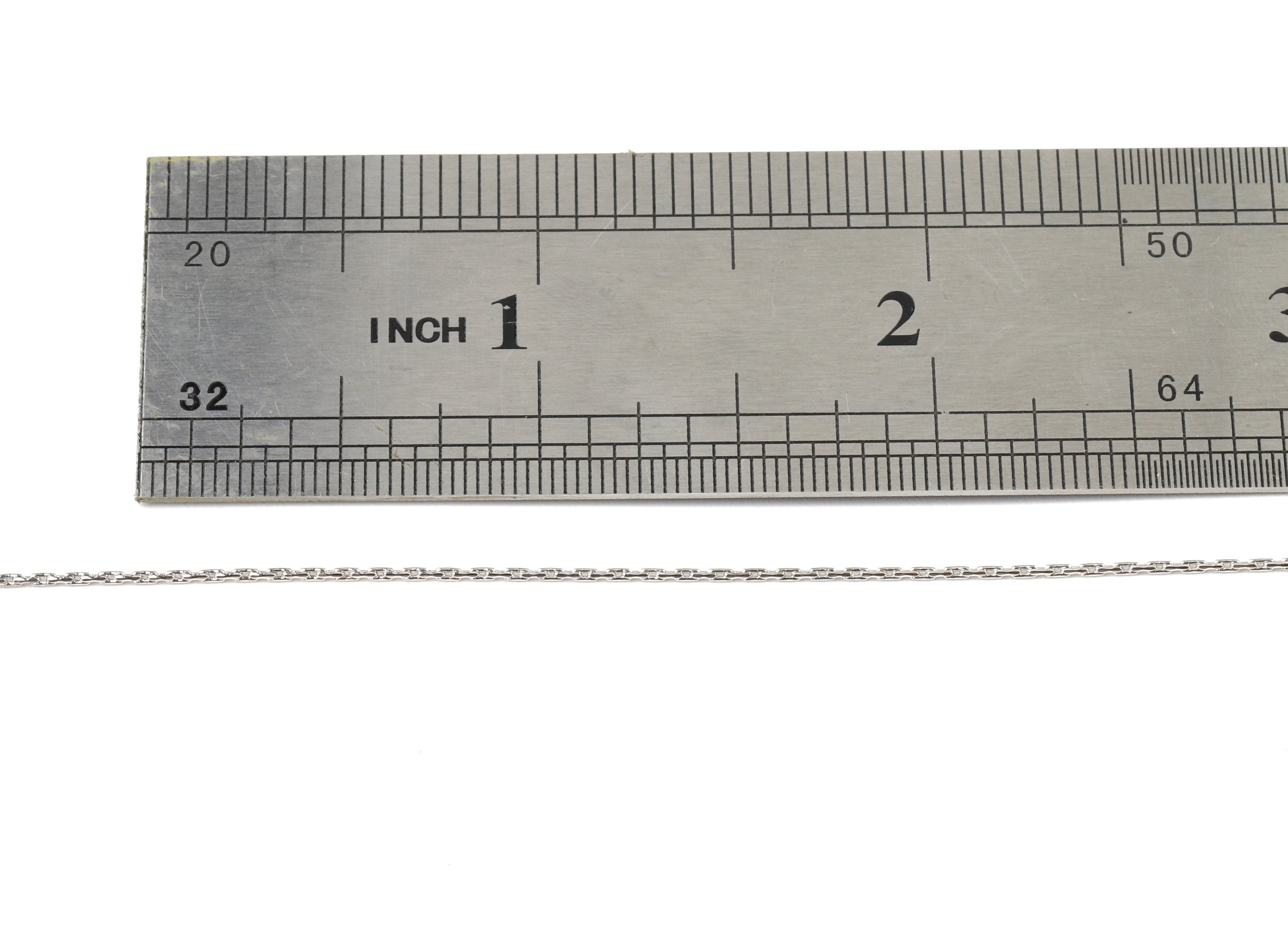 Finished Cable Chain - 20" Brass Necklace Chain - 18K Real White Gold Plated Brass - "20.08"" x 0.03"" x 0.03"" - RGP2572 - DOMEDBAZAAR
