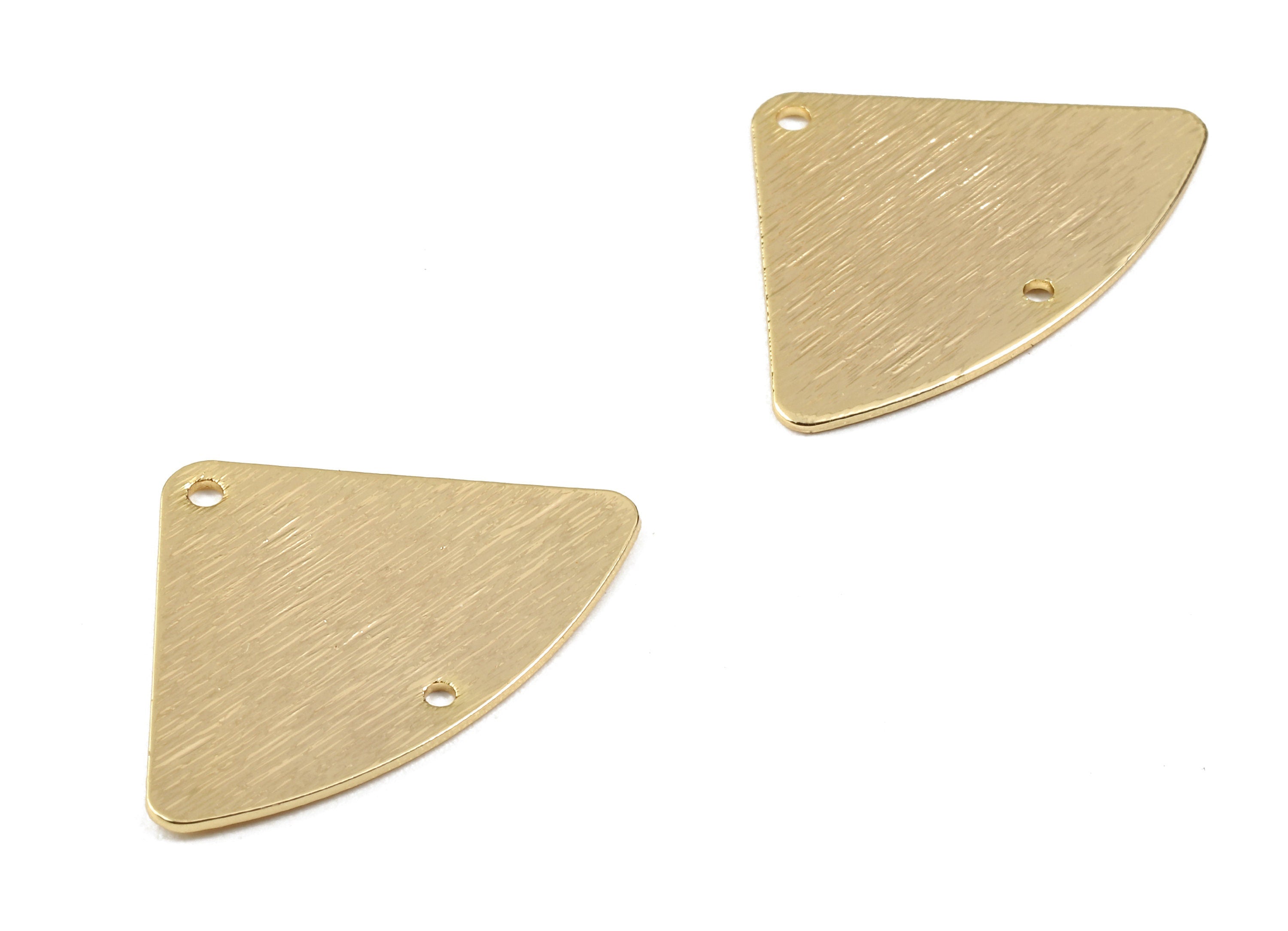 Brass Pizza Connectors - Brass Textured Pizza Charms and Pendant - 18K Real Gold Plated Brass - Necklace Pendant - 26x18.5x0.55mm - RGP2257 - DOMEDBAZAAR