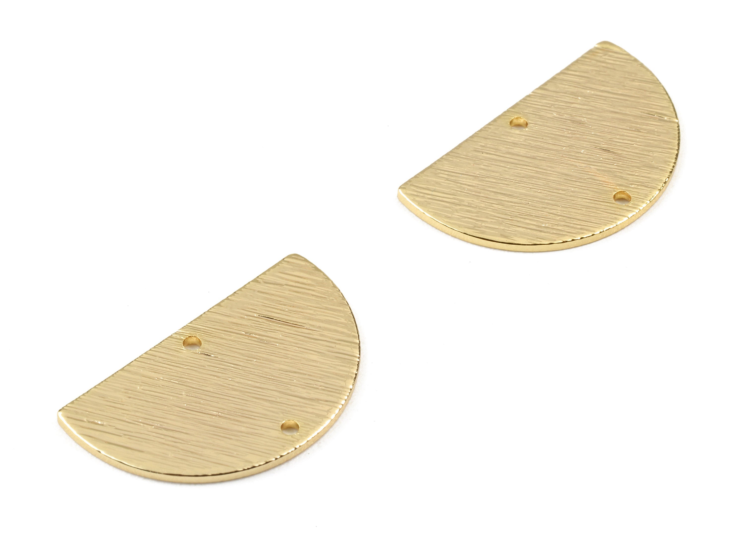 Brass Half Moon Connectors - Brass Textured Semicircle Connectors - 18K Real Gold Plated Brass - Jewelry Supplies - 21.4x13x0.85mm - RGP2260 - DOMEDBAZAAR