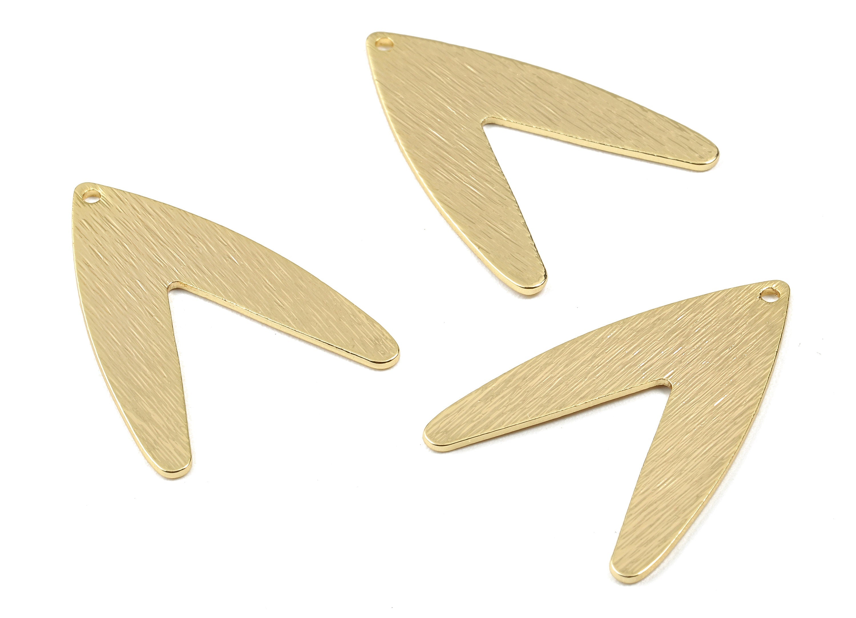Brass V Connectors - Brass Textured V Charms and Pendant - 18K Real Gold Plated Brass - Necklace Pendant - 30.63x22.69x0.79mm - RGP2264 - DOMEDBAZAAR