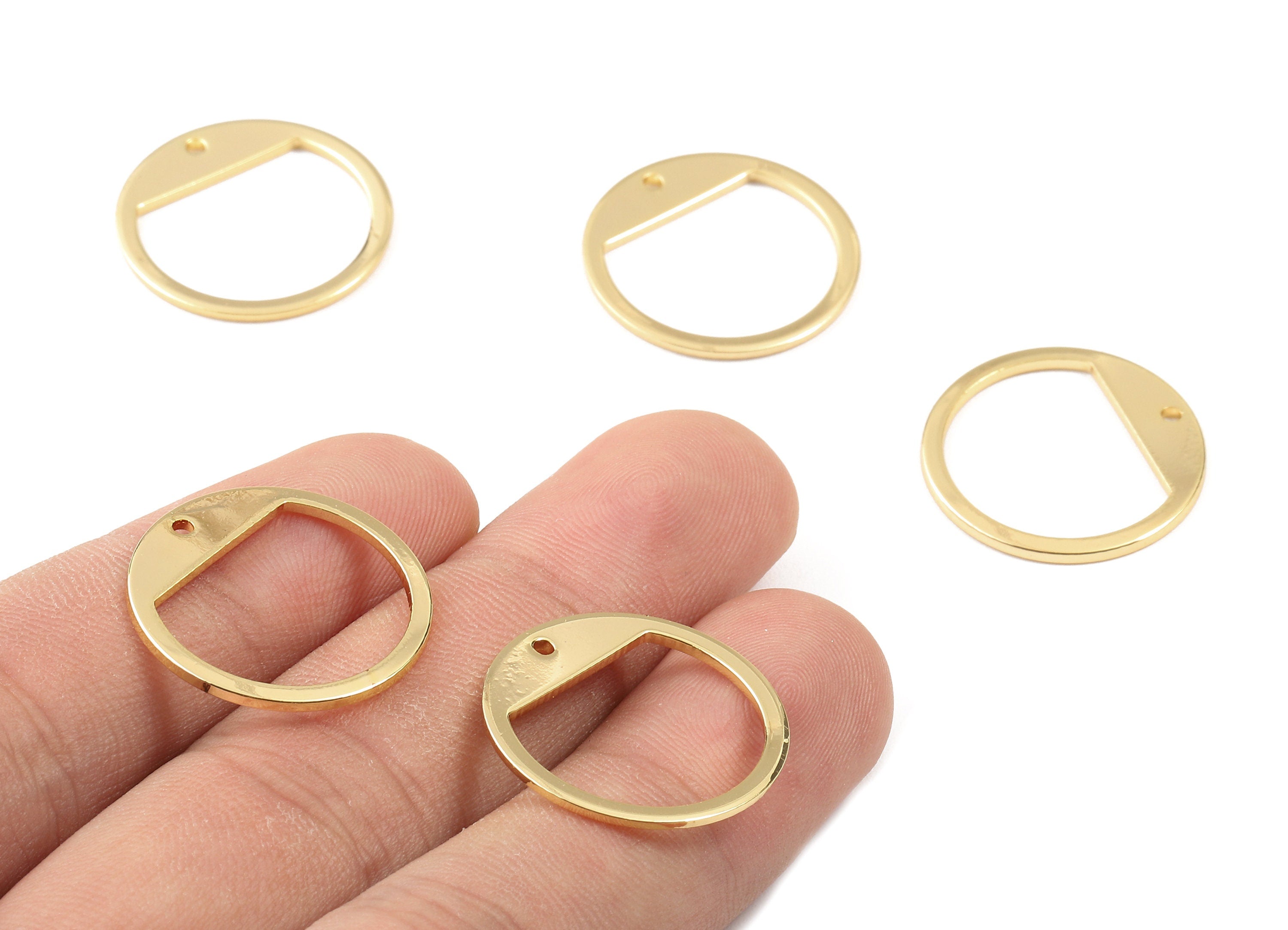 Brass Round Earring Charms - Brass Round Earring Pendant - 18K Real Gold Plated Brass - Jewelry Supplies - 21.18x21.18x1mm - RGP2263 - DOMEDBAZAAR