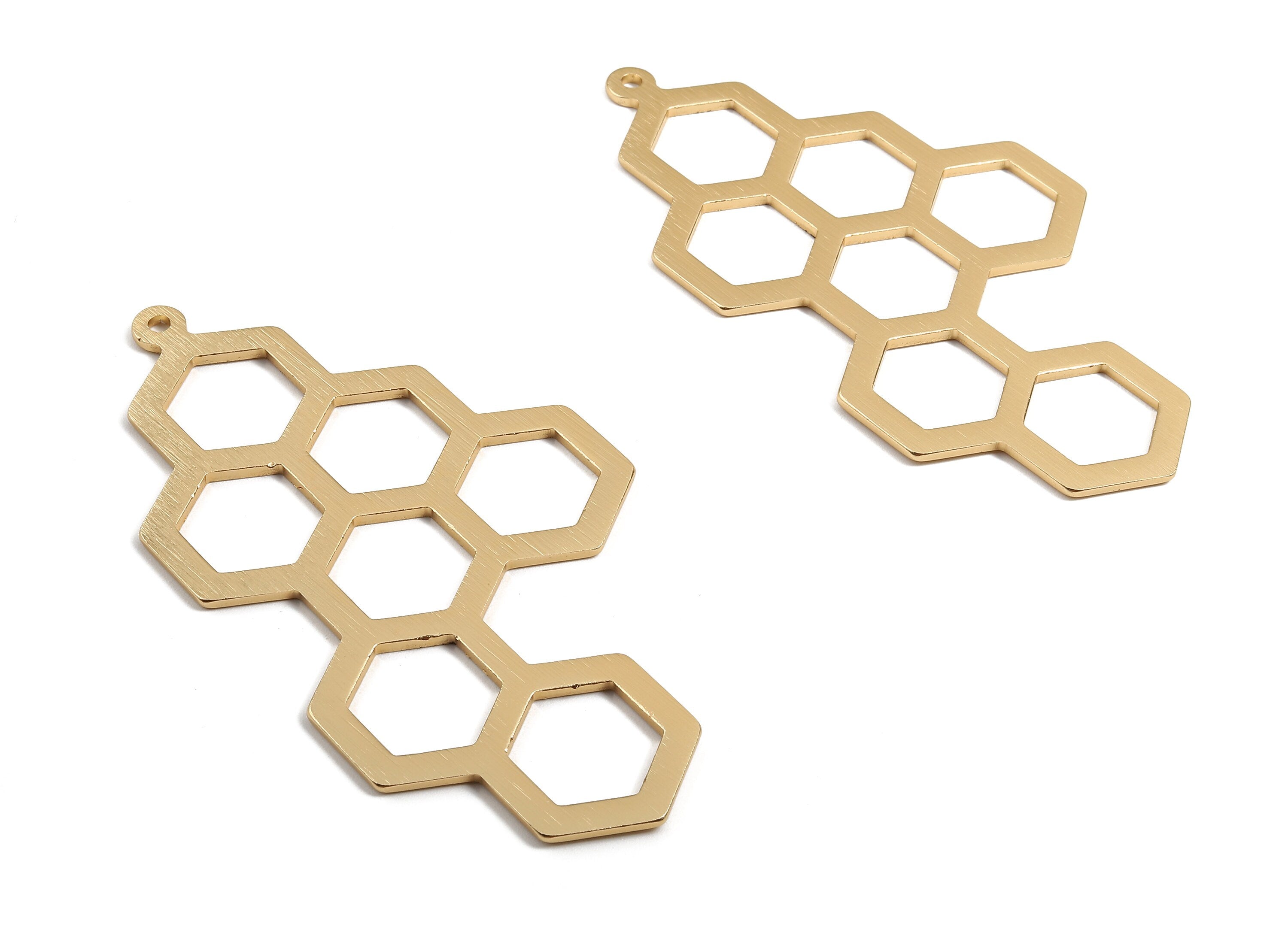 Aluminum Charms - Honeycomb Shaped Pendant - Anodized Aluminium Charms - Wall Decor - Gold Tone - 99x52x2.5mm - AA1143 - DOMEDBAZAAR
