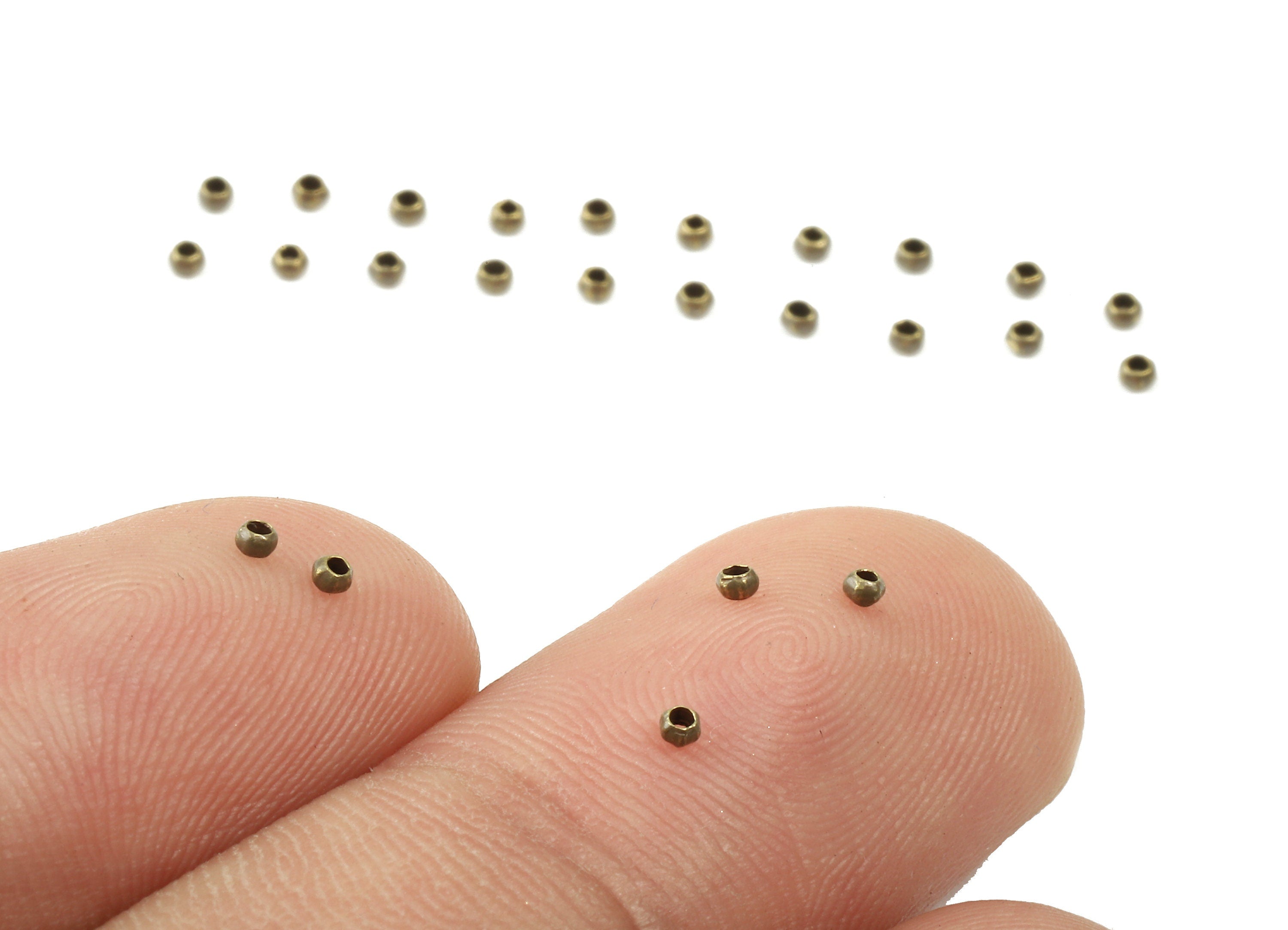 Brass Ball Spacer Beads - Raw Brass Cube Ball Beads - Necklace Beads - Antique Bronze Tone Plated - Earring Finding - 1.5x1.5x1mm - PP2966 - DOMEDBAZAAR