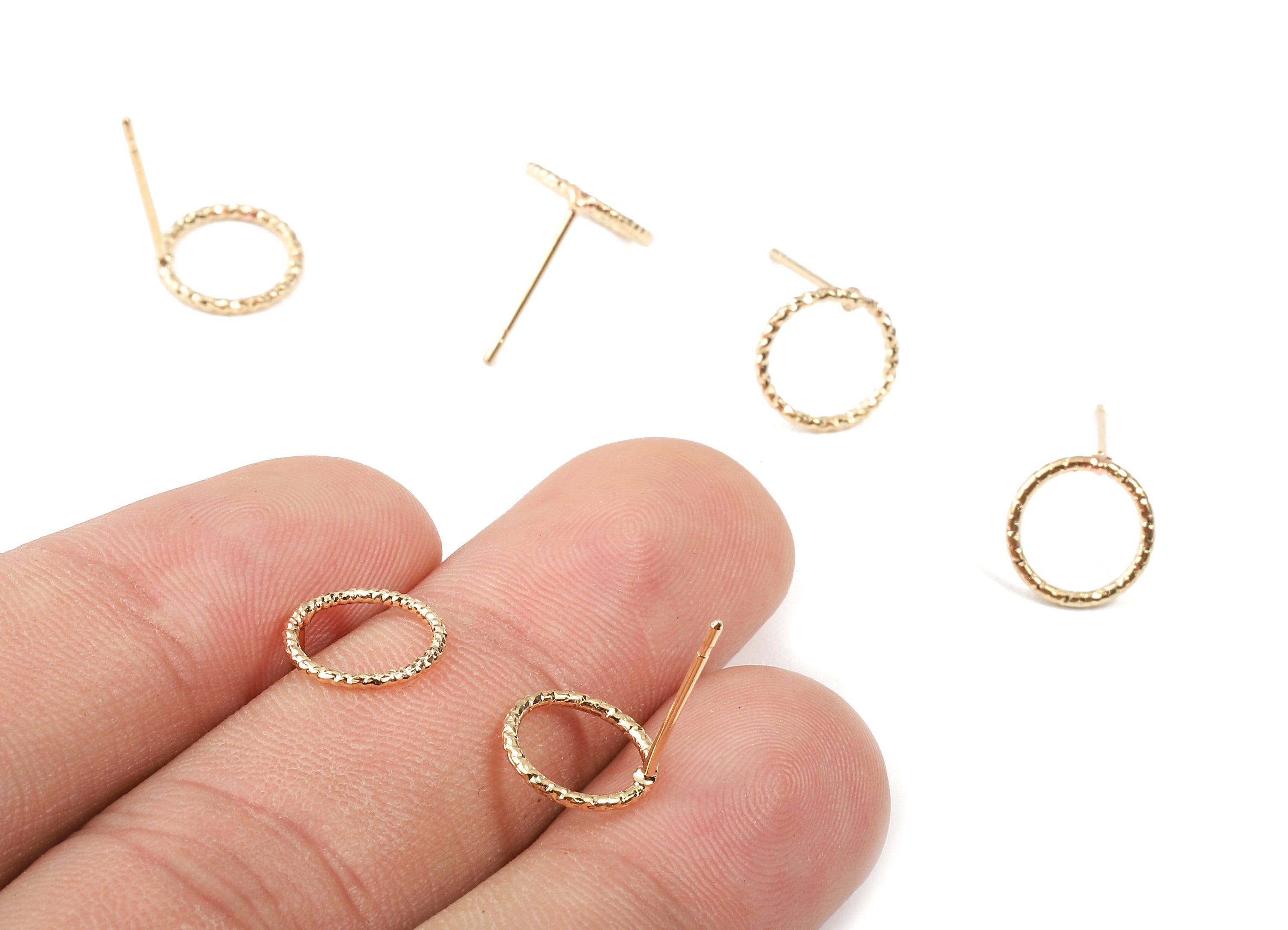 Brass Round Earing Post - Brass Circle Earring Stud - 18K Real Gold Plated Brass - Jewelry Supplies - 9.58x9.58x1.05mm - RGP2270 - DOMEDBAZAAR