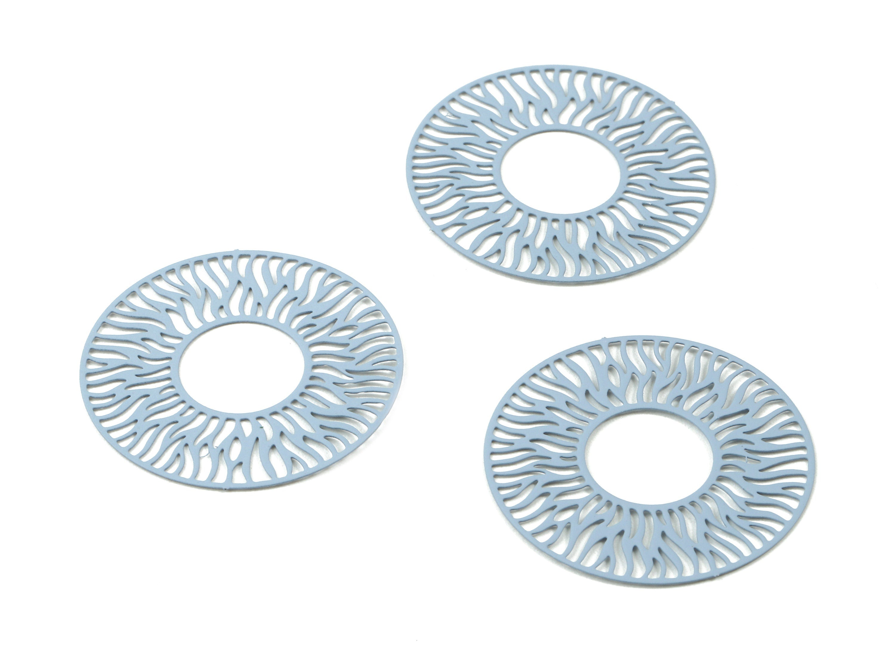 Gray Round Brass Earring Charms - Brass Round Necklace Pendant - Earring Supplies - Color Code: J01 - 29.93x29.93x0.36mm - JJC6016-J01 - DOMEDBAZAAR