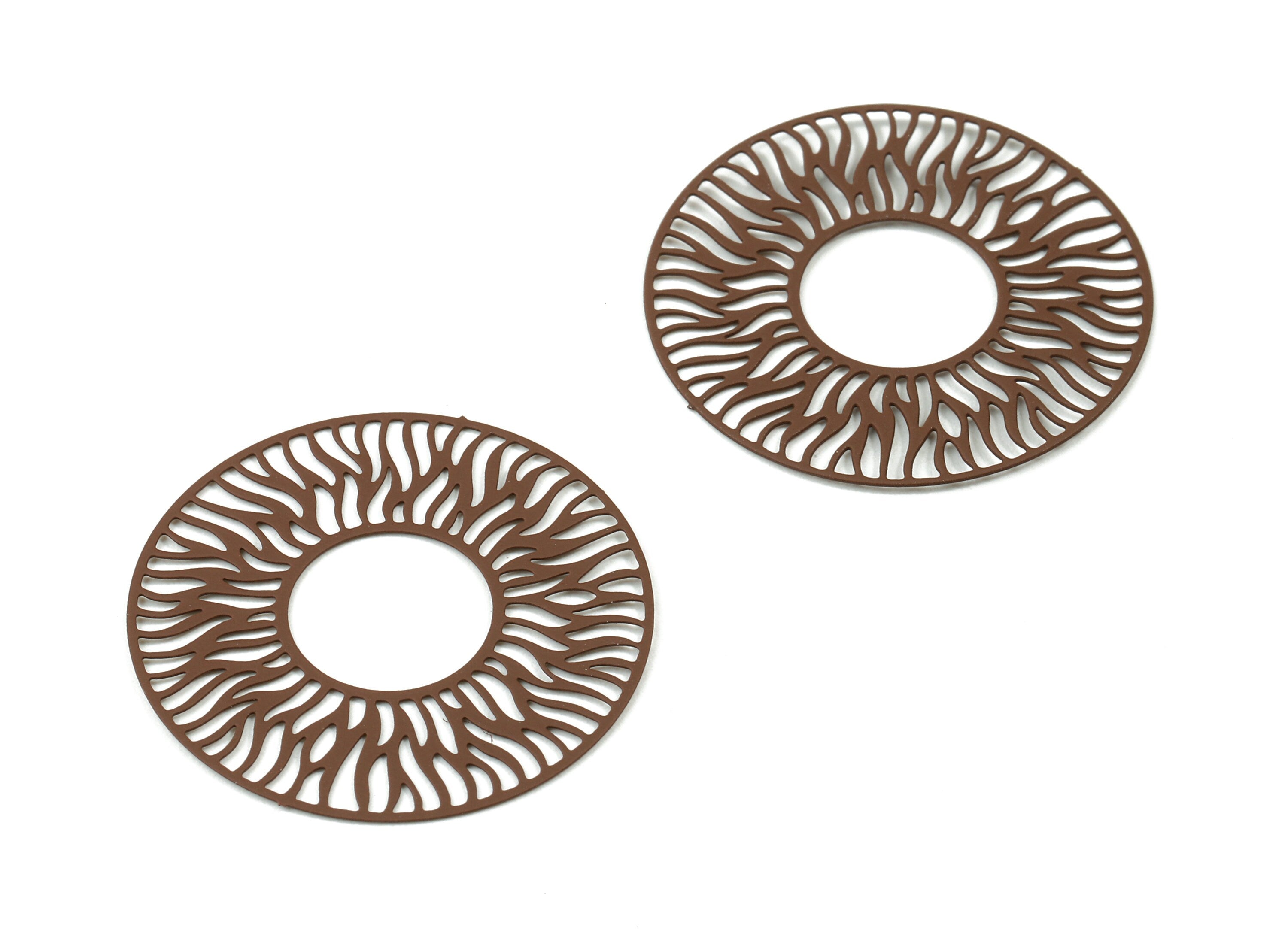 Brown Round Brass Earring Charms - Brass Round Necklace Pendant - Earring Supplies - Color Code: J02 - 29.93x29.93x0.36mm - JJC6016-J02 - DOMEDBAZAAR