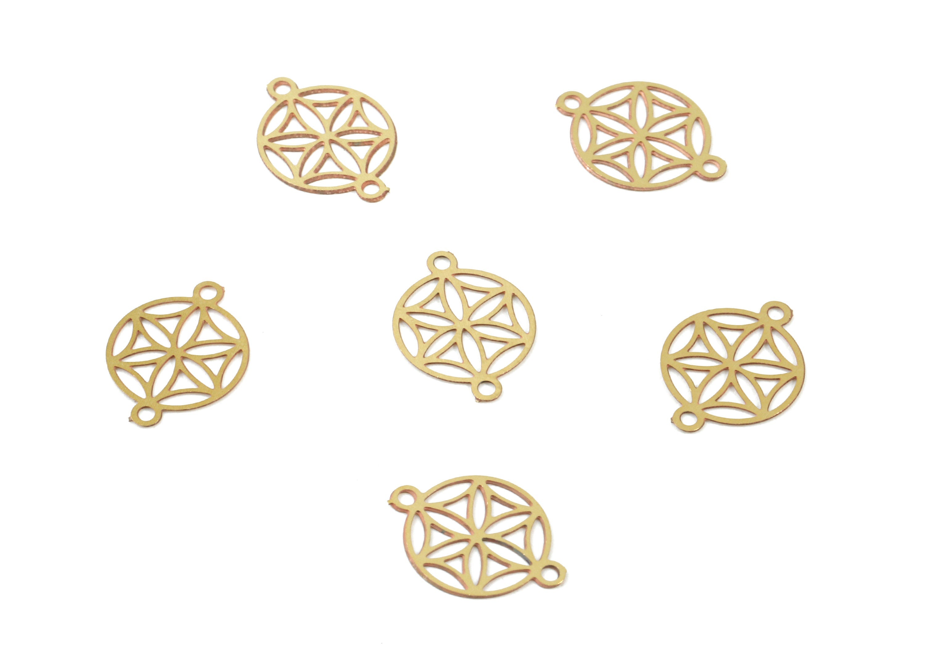 Brass Mini Round Earring Connector - Raw Brass Round Necklace Connector - Necklace Findings - Jewelry Supplies - 12.12x9.02x0.3mm - JJC9245 - DOMEDBAZAAR