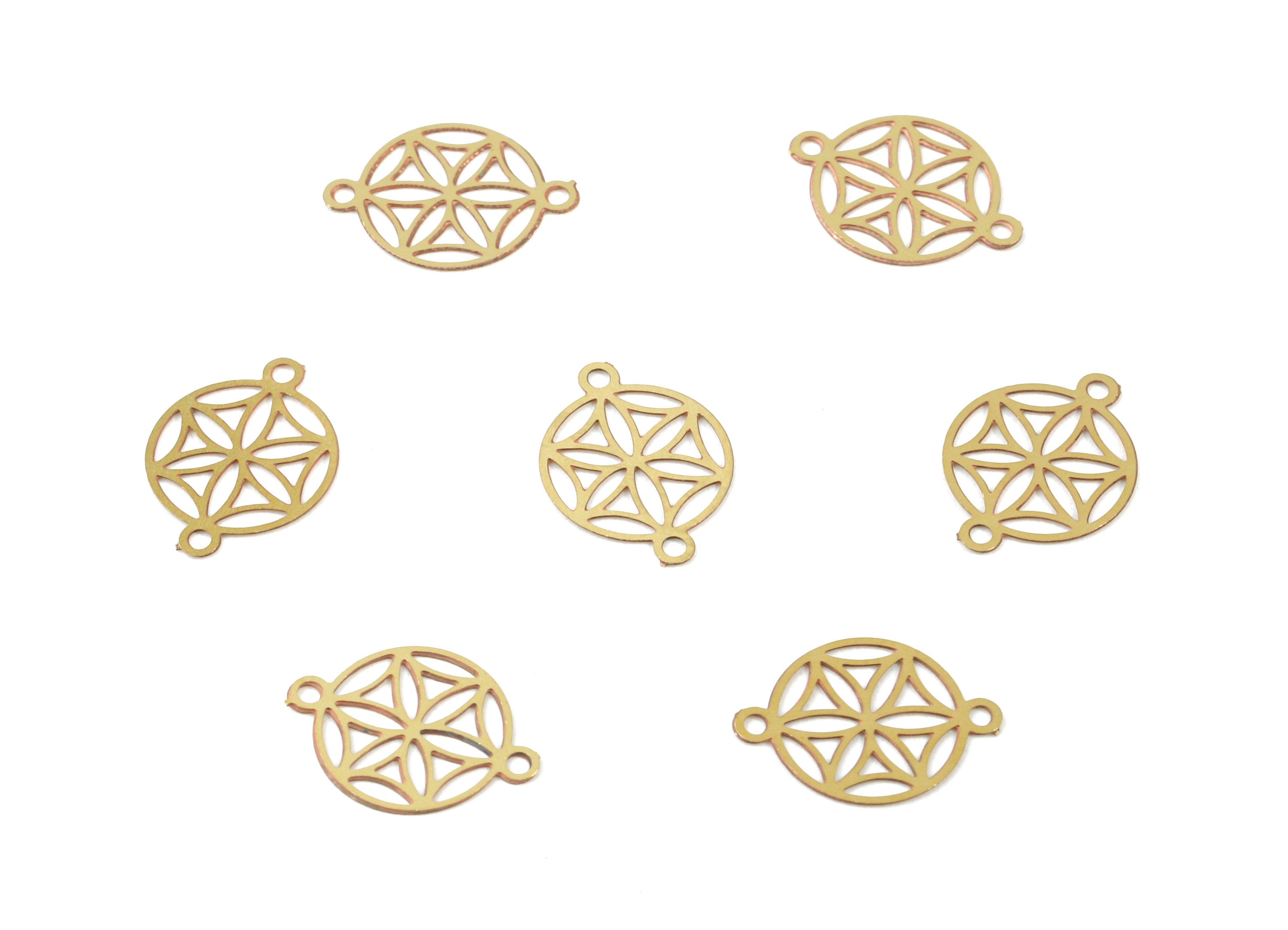 Brass Mini Round Earring Connector - Raw Brass Round Necklace Connector - Necklace Findings - Jewelry Supplies - 12.12x9.02x0.3mm - JJC9245 - DOMEDBAZAAR