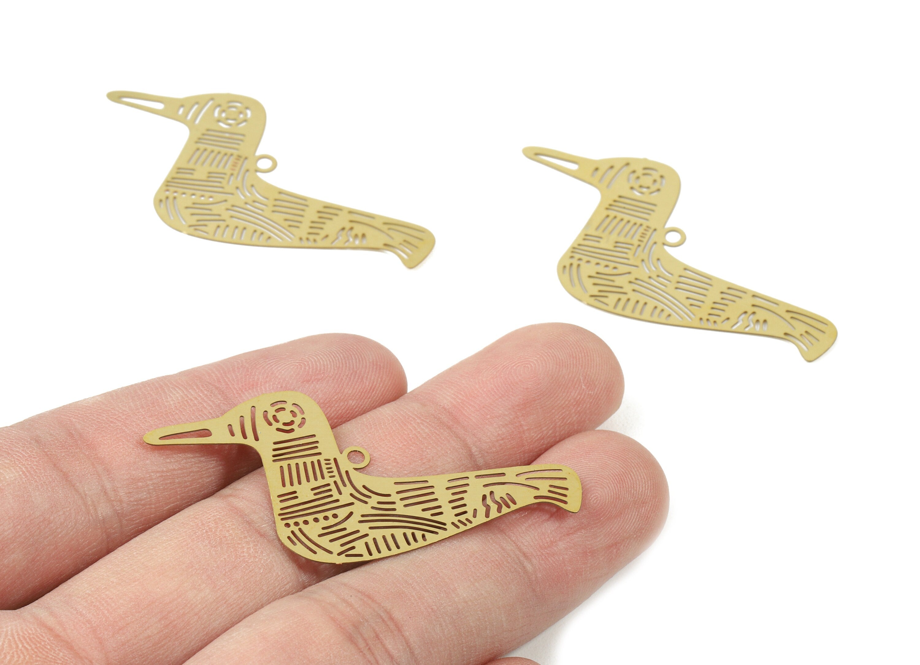 Raw Brass Goose Earring Charms - Goose Necklace Pendant - Necklace Findings - Jewelry Supplies - 48.54x25.83x0.29mm - JJB5061 - DOMEDBAZAAR