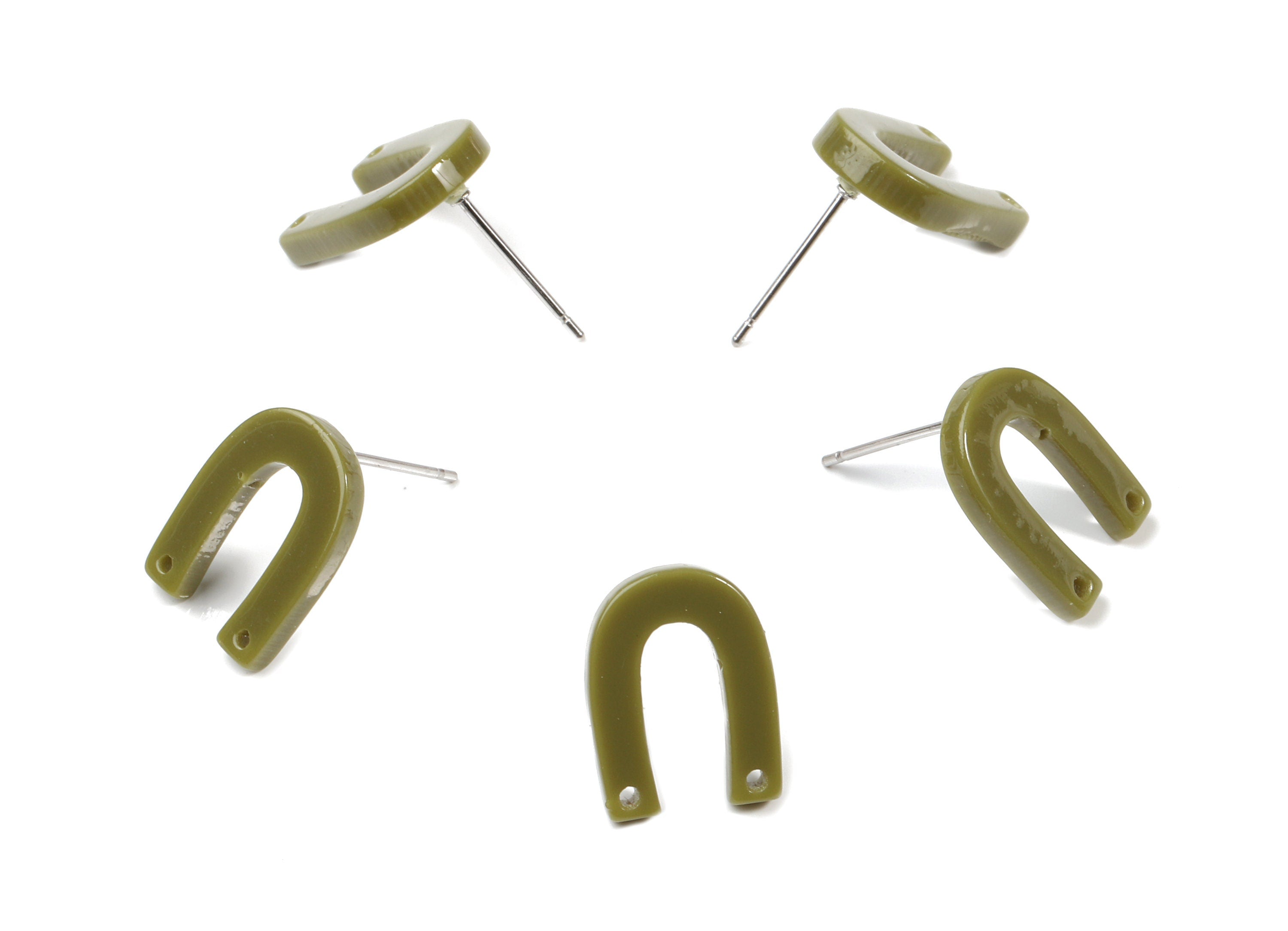 Acrylic Mini U Earring Stud With 2 Hole - Horsehoe Connector Earring Post - Color Code: A263 - 13.64x10.46x2.38mm - AC1227-A263 - DOMEDBAZAAR