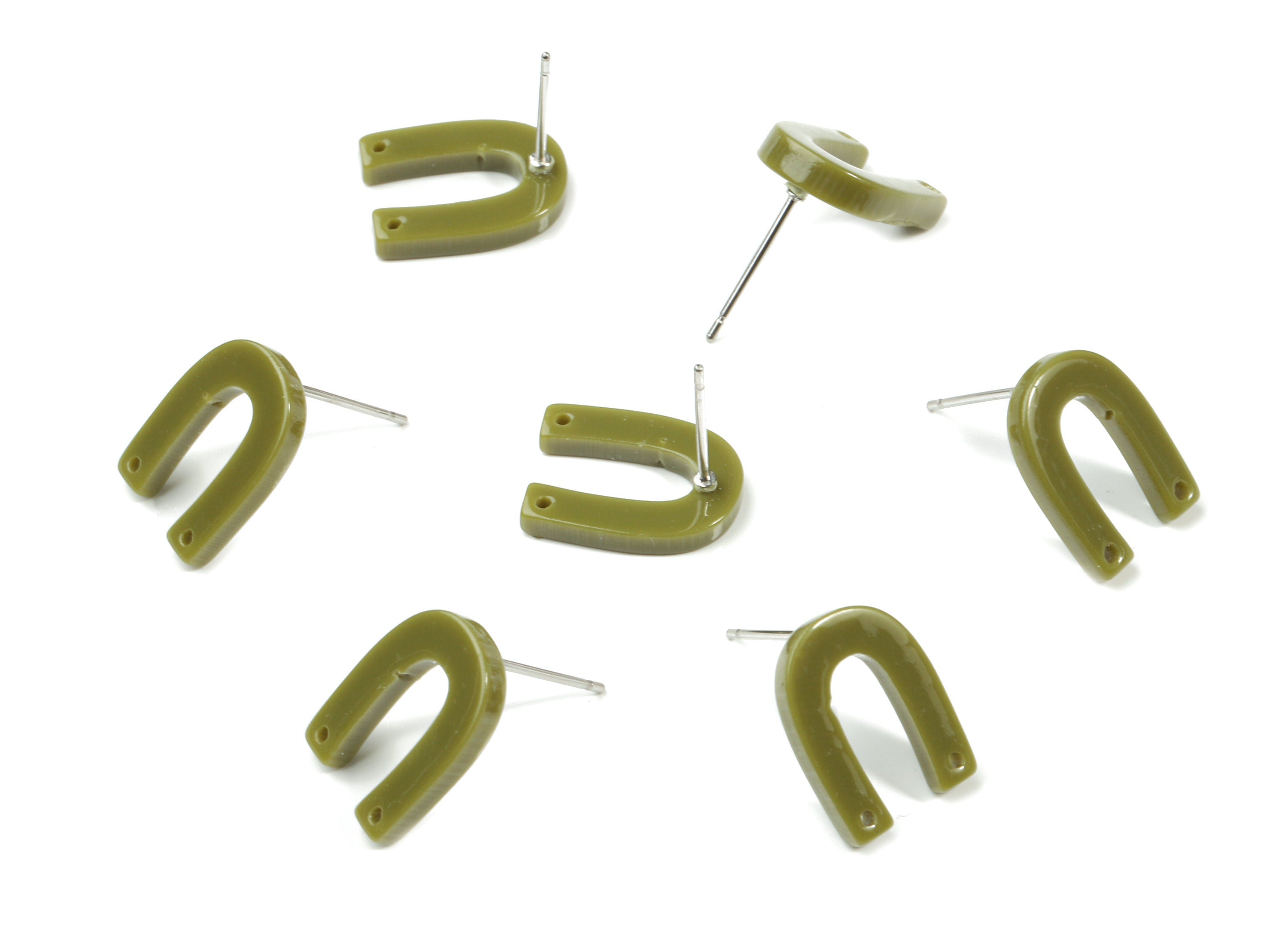 Acrylic Mini U Earring Stud With 2 Hole - Horsehoe Connector Earring Post - Color Code: A263 - 13.64x10.46x2.38mm - AC1227-A263 - DOMEDBAZAAR