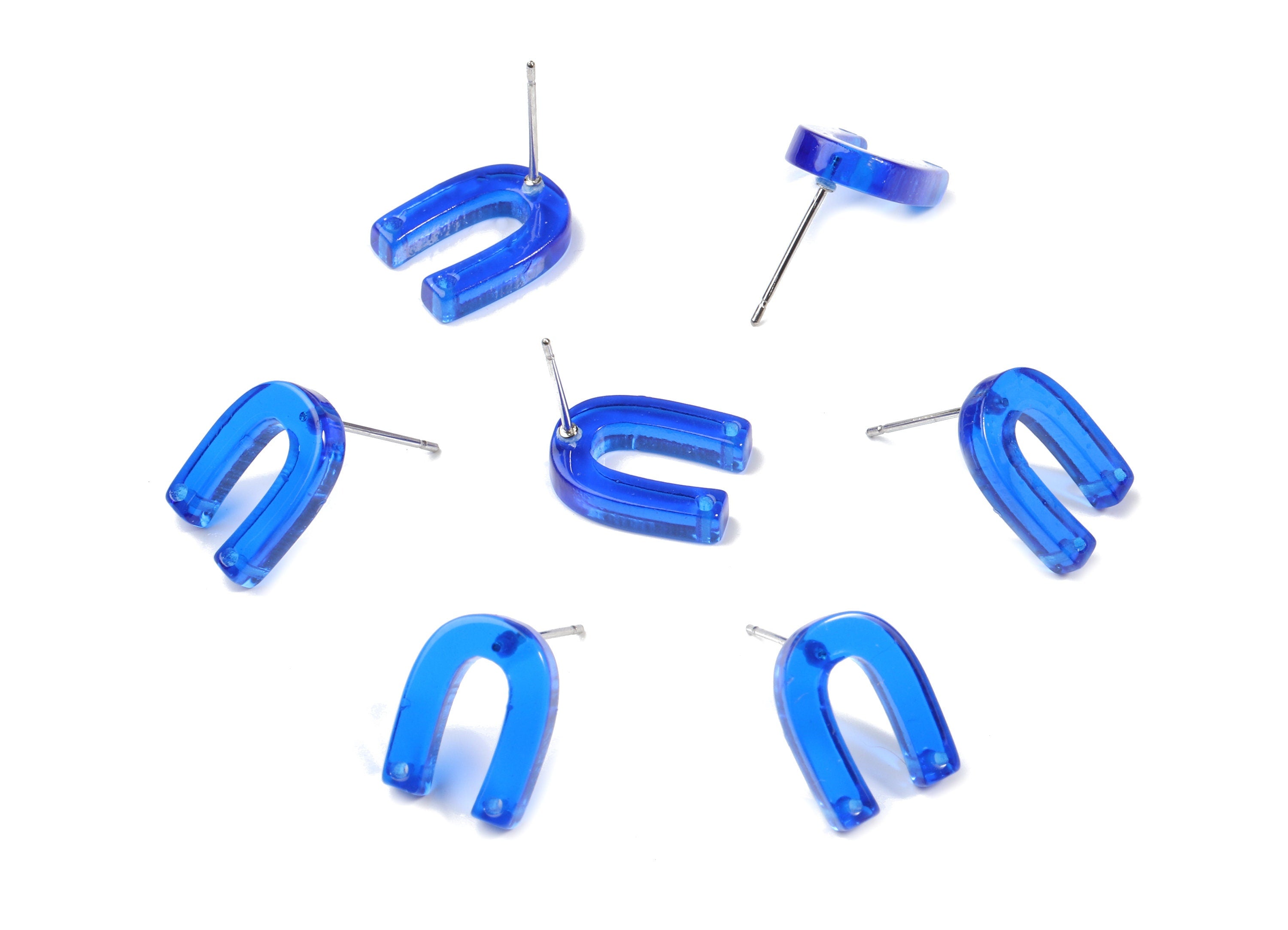 Acrylic Mini U Earring Stud With 2 Hole - Horsehoe Connector Earring Post - Color Code: A70 - 13.64x10.46x2.91mm - AC1227-A70 - DOMEDBAZAAR