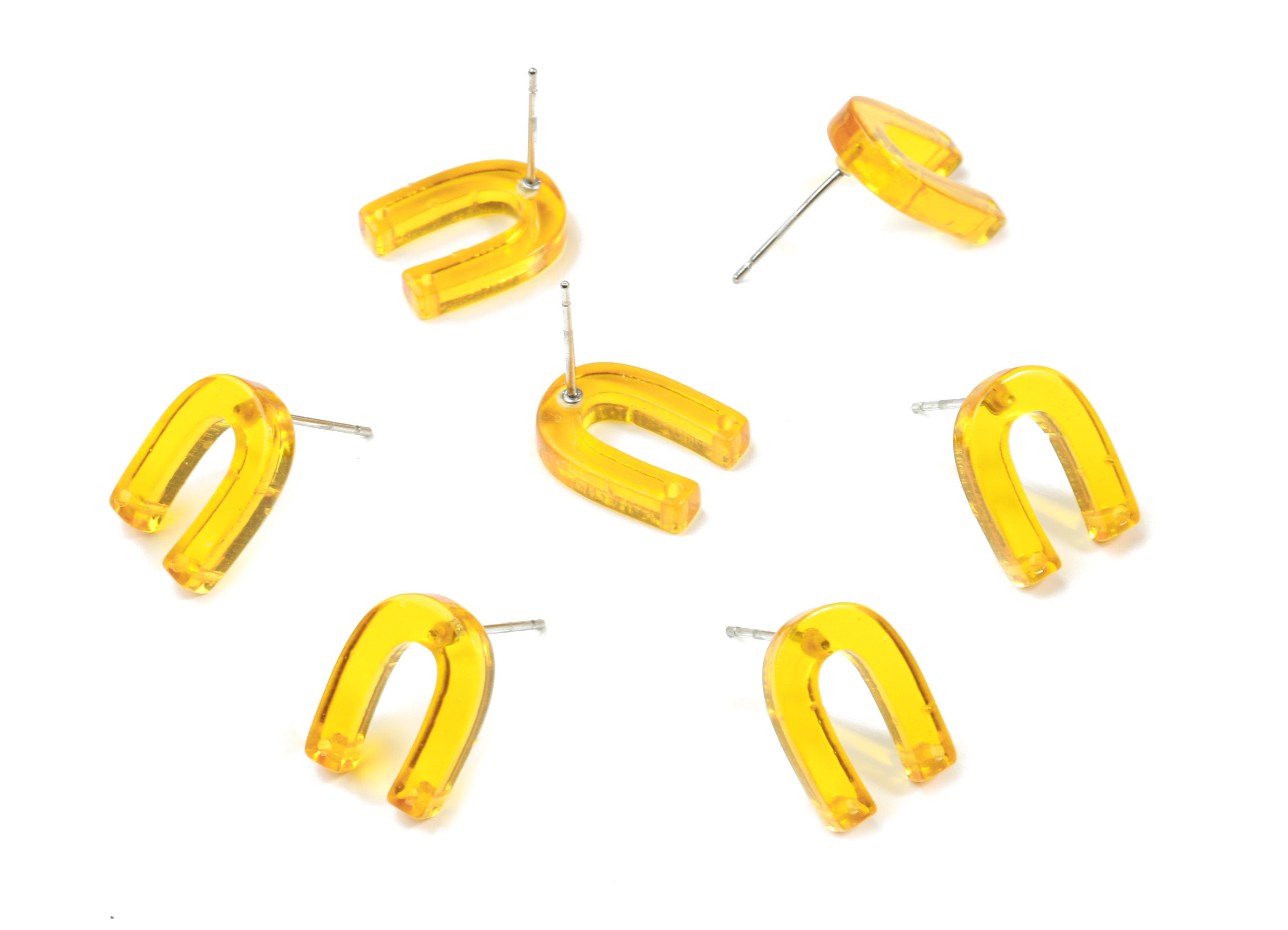 Acrylic Mini U Earring Stud With 2 Hole - Horsehoe Connector Earring Post - Color Code: A71 - 13.64x10.46x3.12mm - AC1227-A71 - DOMEDBAZAAR