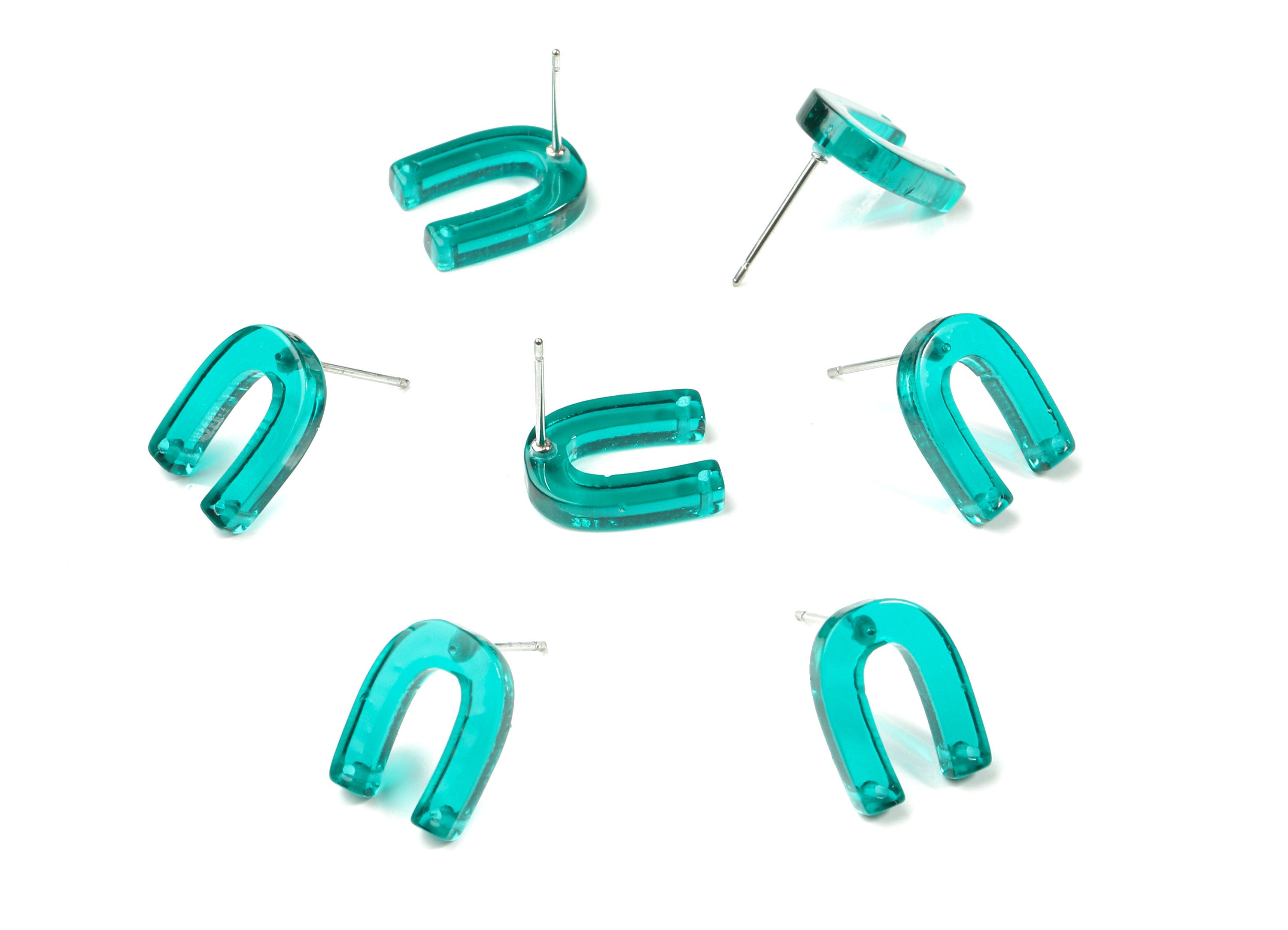 Acrylic Mini U Earring Stud With 2 Hole - Horsehoe Connector Earring Post - Color Code: A62 - 13.64x10.46x2.92mm - AC1227-A62 - DOMEDBAZAAR