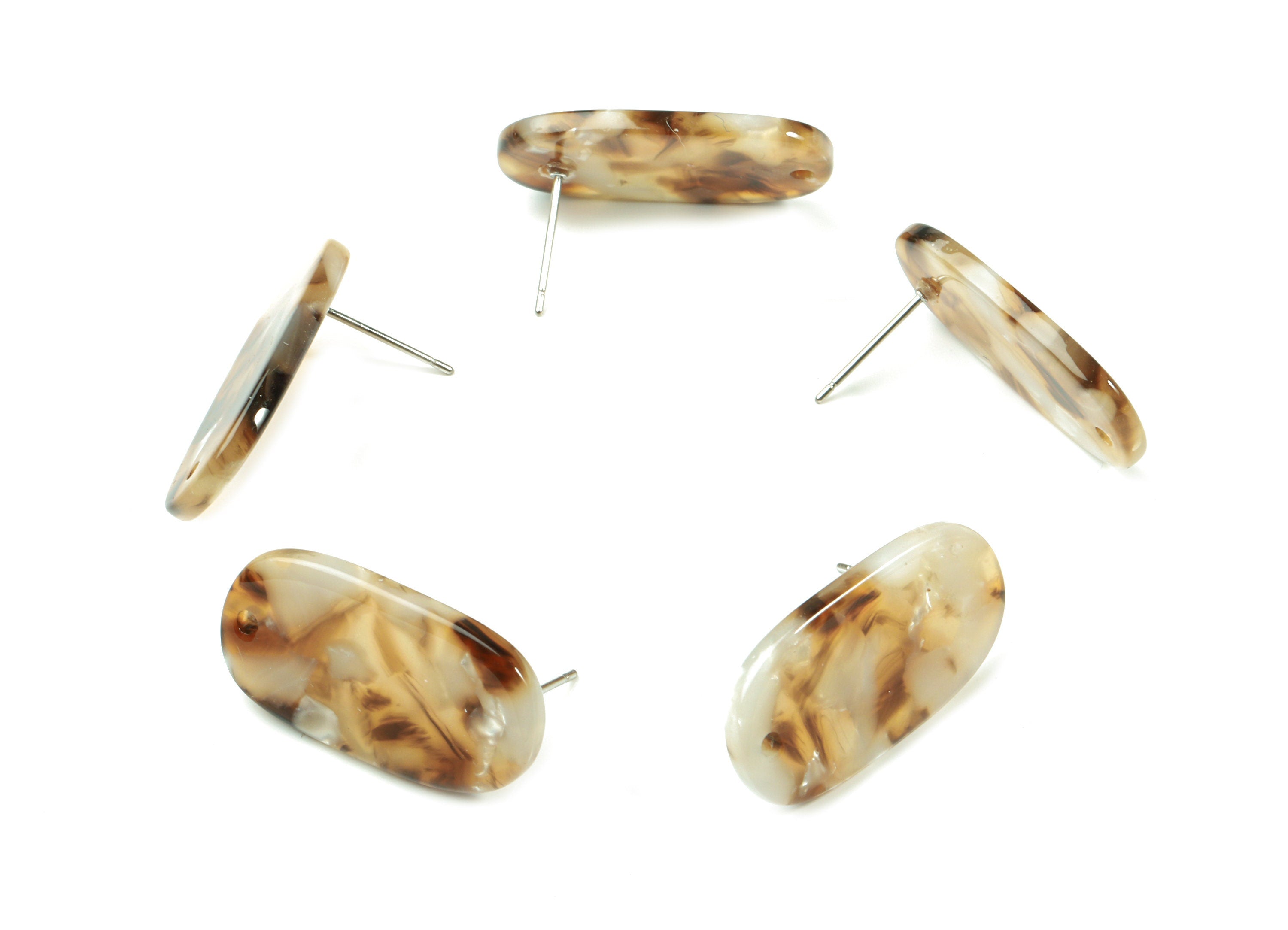 Acetate Oval Earring Stud With Hole - Oval Connector Earring Post - Earring Post - Color Code: A351- 26.15x15.7x2.55mm - AC1811-A351 - DOMEDBAZAAR