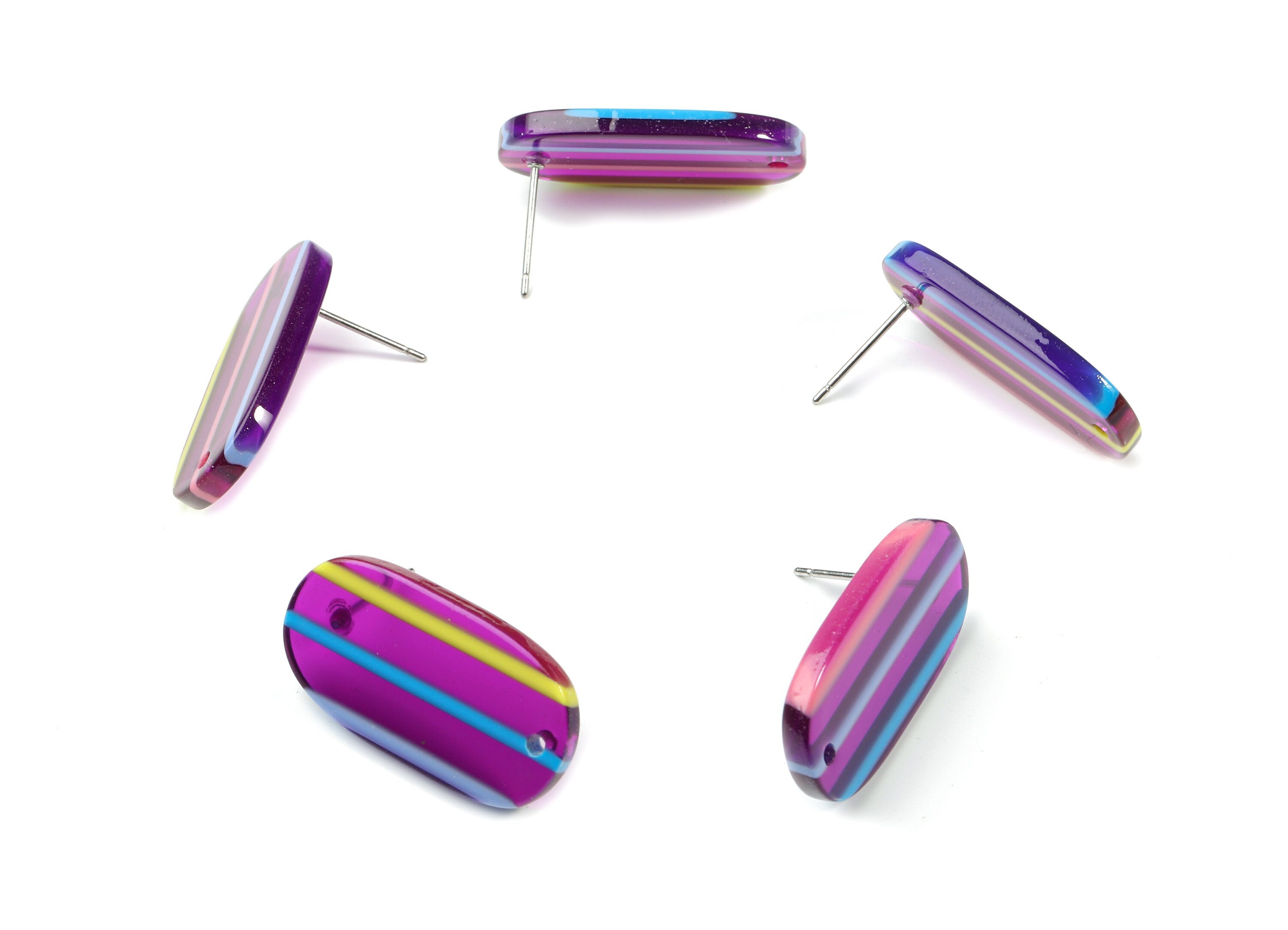 Acrylic Oval Earring Stud With Hole - Oval Connector Earring Post - Earring Post - Color Code: A65 - 26.63x13.9x2.7mm - AC1811-A65 - DOMEDBAZAAR