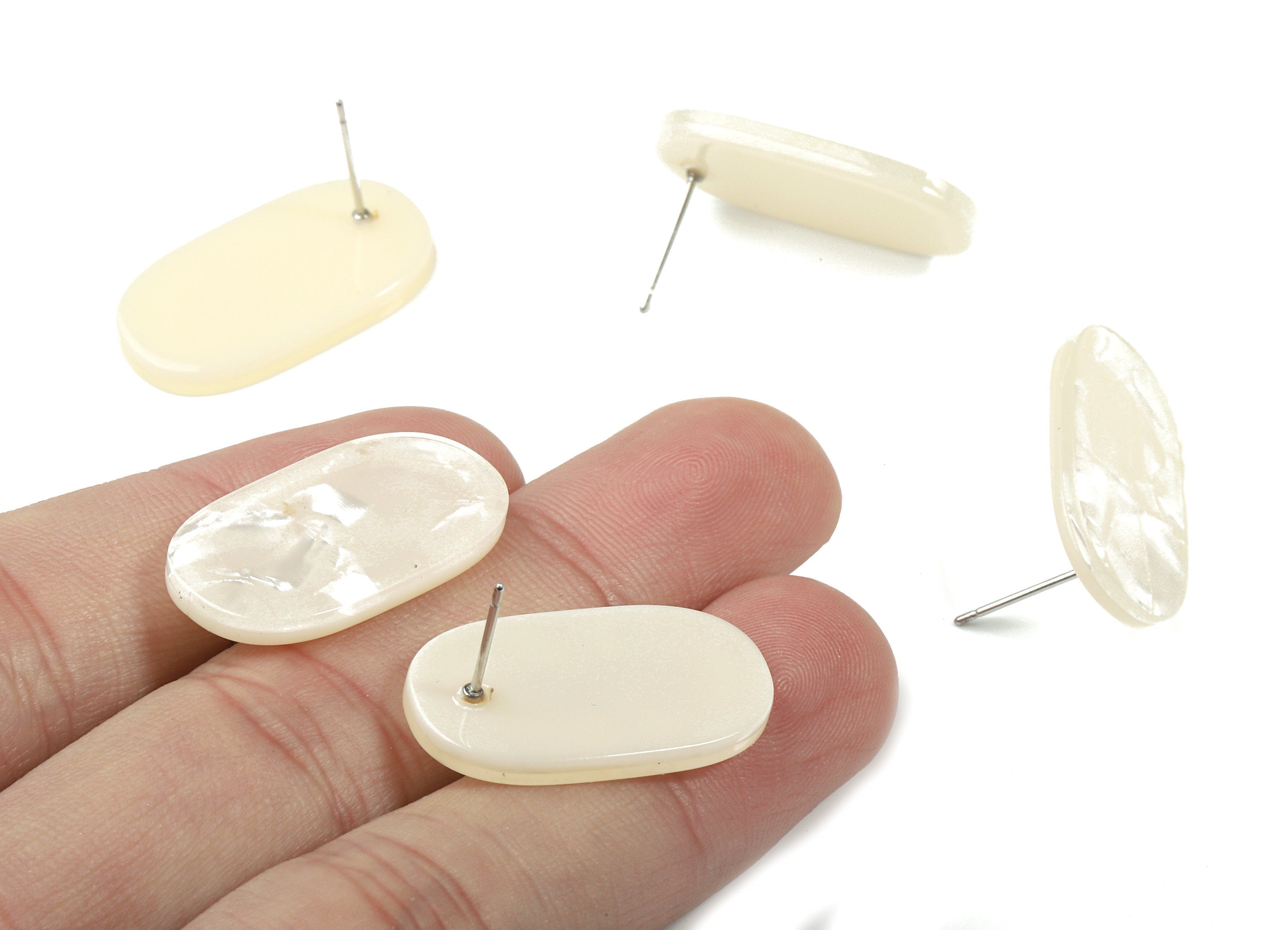 Acrylic Oval Earring Stud With Hole - Oval Connector Earring Post - Earring Post - Color Code: A31 - 26.65x13.9x2.63mm - AC1811-A31 - DOMEDBAZAAR