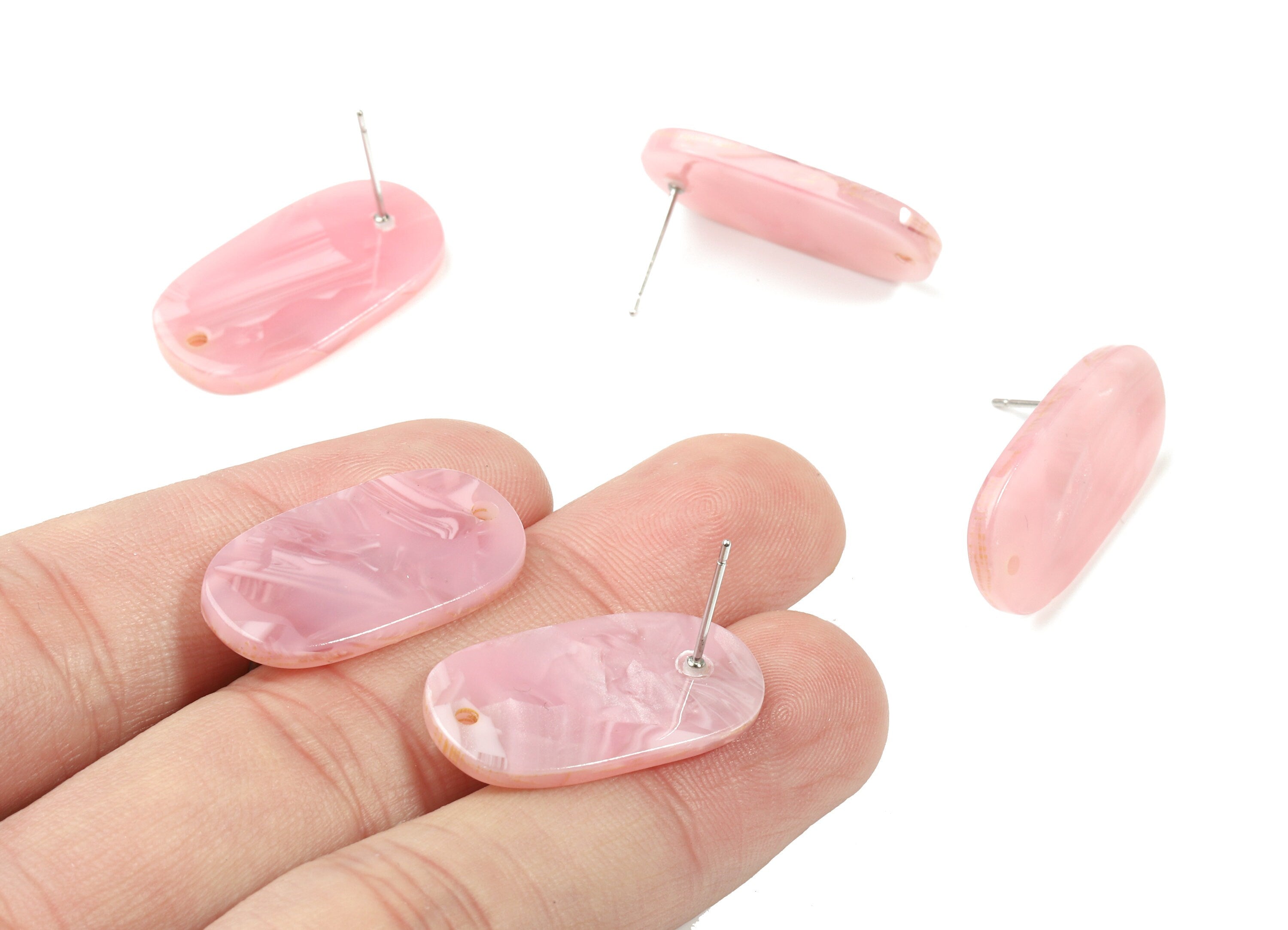 Acetate Oval Earring Stud With Hole - Oval Connector Earring Post - Earring Post - Color Code: A26 - 26.65x13.9x2.63mm - AC1811-A26 - DOMEDBAZAAR