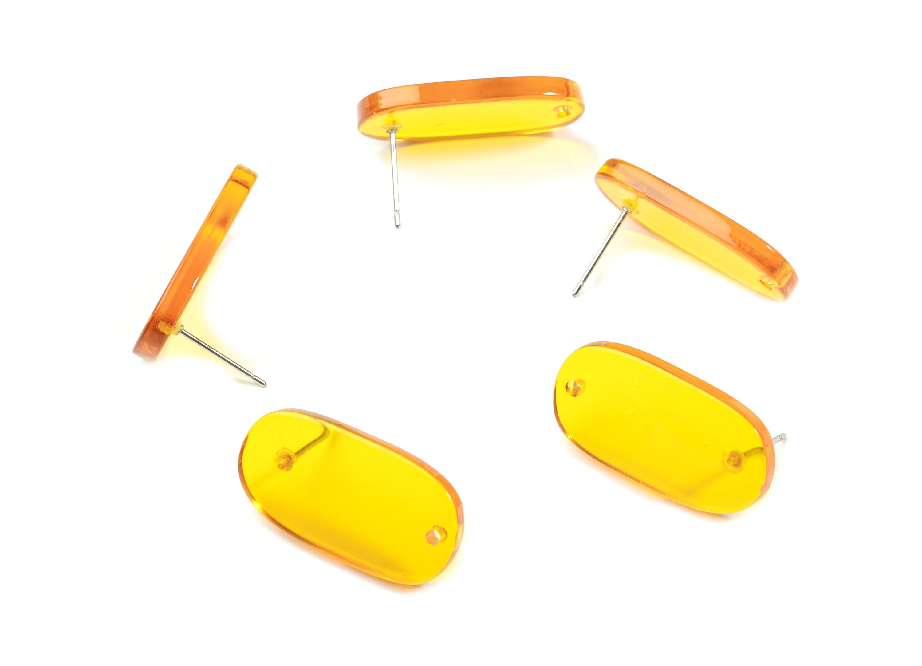 Acrylic Oval Earring Stud With Hole - Oval Connector Earring Post - Earring Post - Color Code: A71 - 26.63x13.9x2.7mm - AC1811-A71 - DOMEDBAZAAR