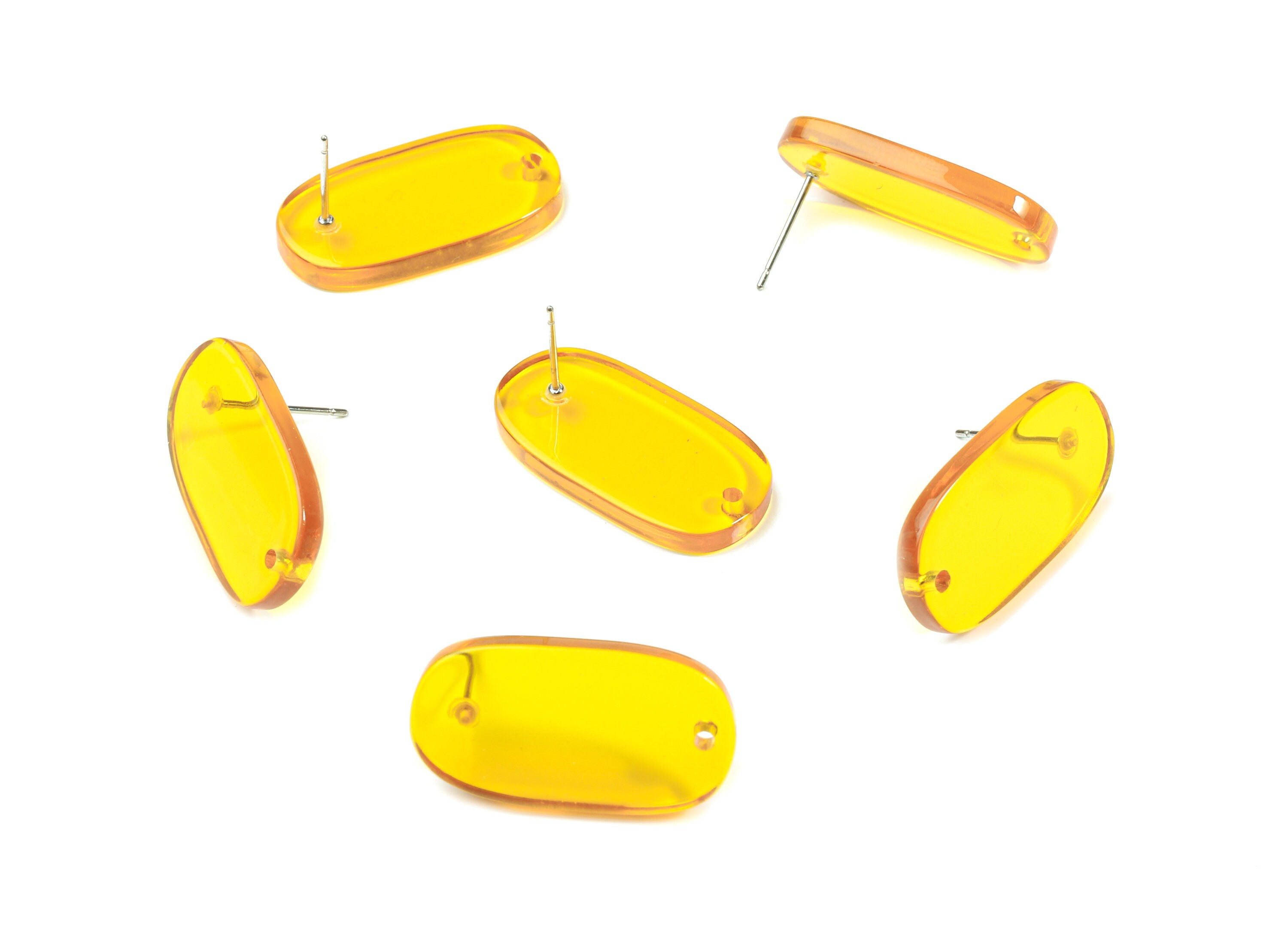 Acrylic Oval Earring Stud With Hole - Oval Connector Earring Post - Earring Post - Color Code: A71 - 26.63x13.9x2.7mm - AC1811-A71 - DOMEDBAZAAR