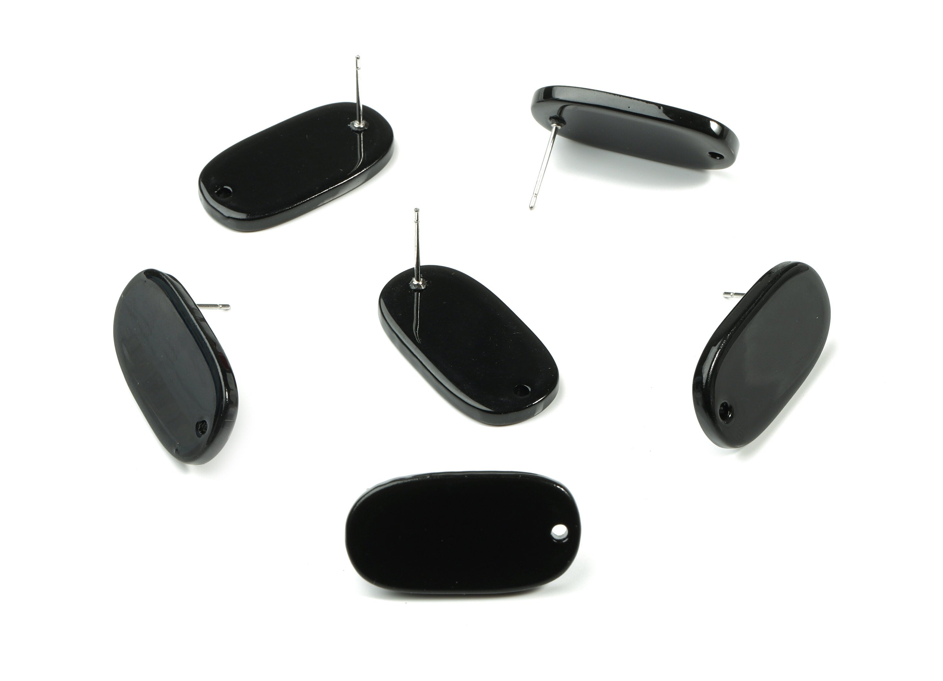 Acrylic Oval Earring Stud With Hole - Oval Connector Earring Post - Earring Post - Color Code: A66 - 26.63x13.9x2.7mm - AC1811-A66 - DOMEDBAZAAR