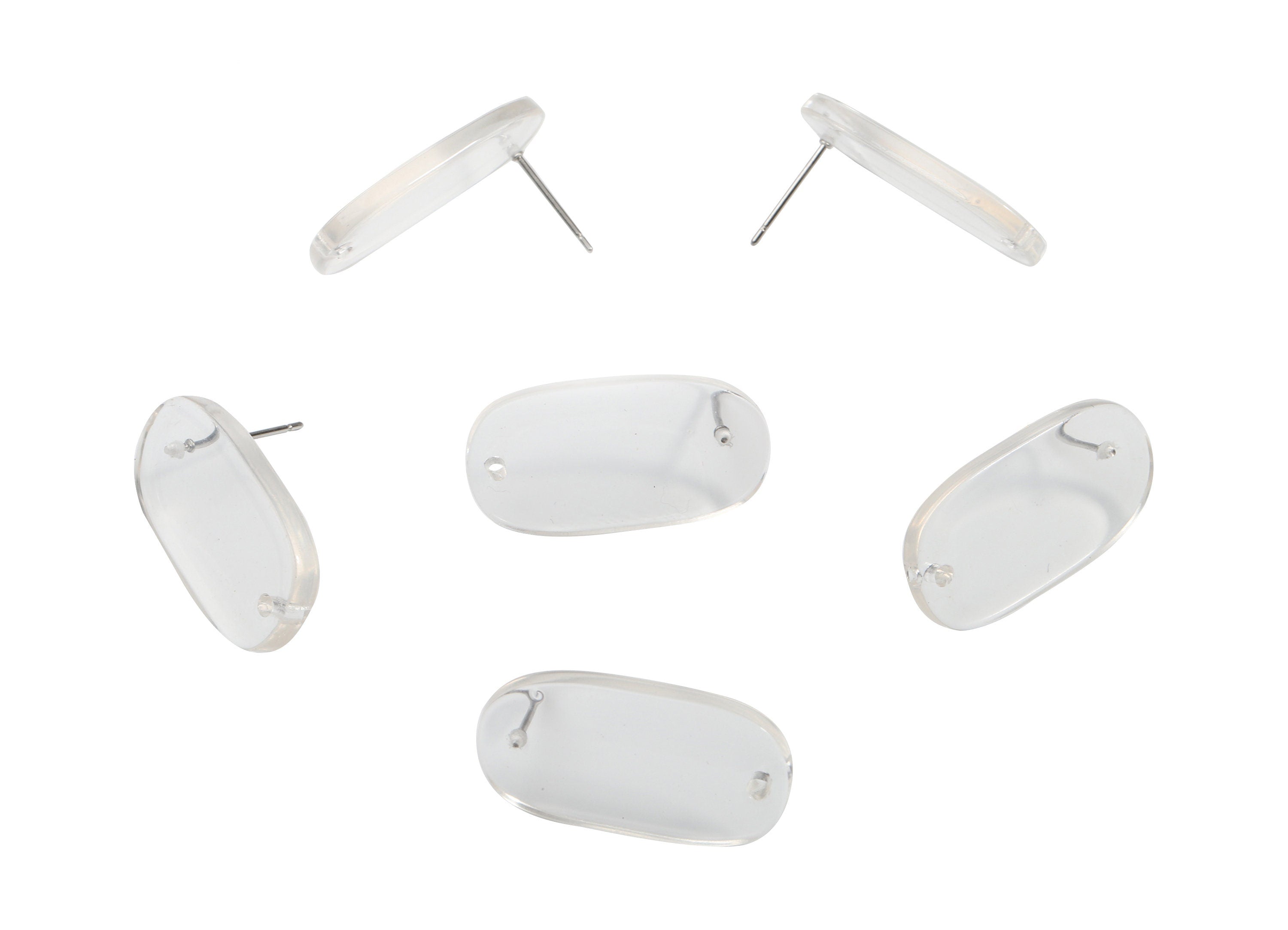 Acrylic Oval Earring Stud With Hole - Oval Connector Earring Post - Earring Post - Color Code: A63 - 26.63x13.9x2.7mm - AC1811-A63 - DOMEDBAZAAR