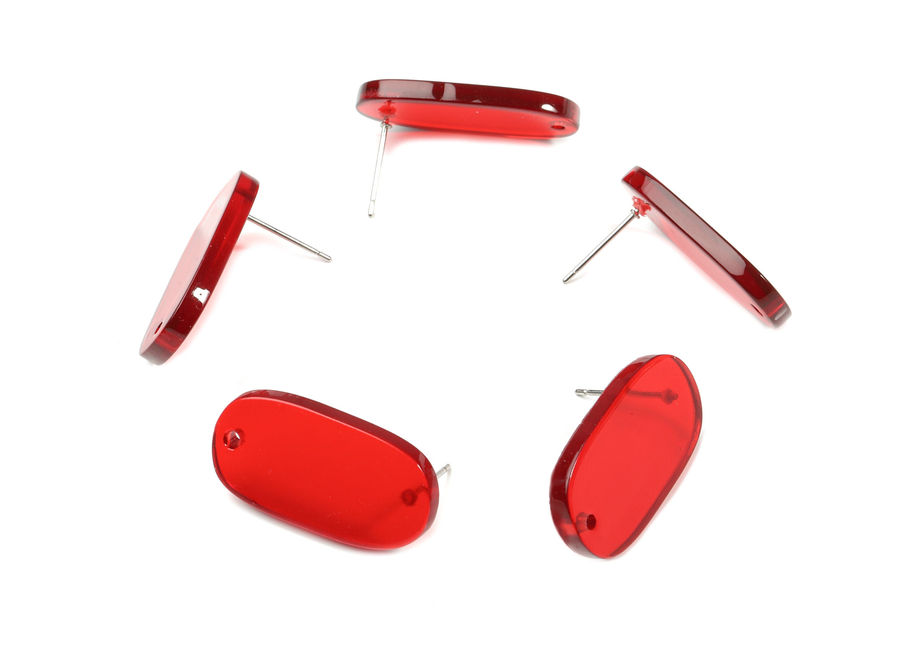 Acrylic Oval Earring Stud With Hole - Oval Connector Earring Post - Earring Post - Color Code: A67 - 26.7x14x2.6mm - AC1811-A67 - DOMEDBAZAAR