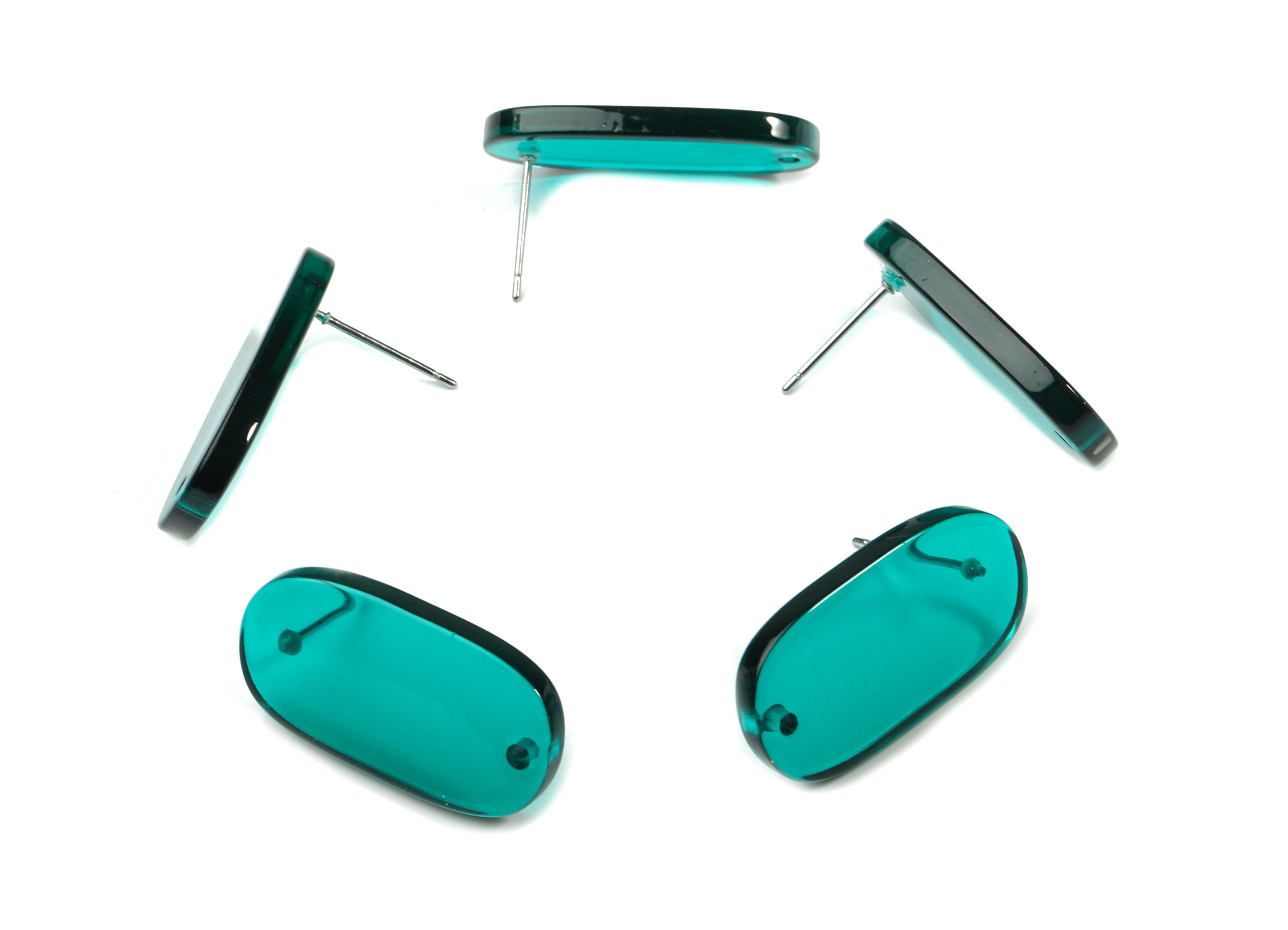 Acrylic Oval Earring Stud With Hole - Oval Connector Earring Post - Earring Post - Color Code: A62 - 26.7x14x2.6mm - AC1811-A62 - DOMEDBAZAAR