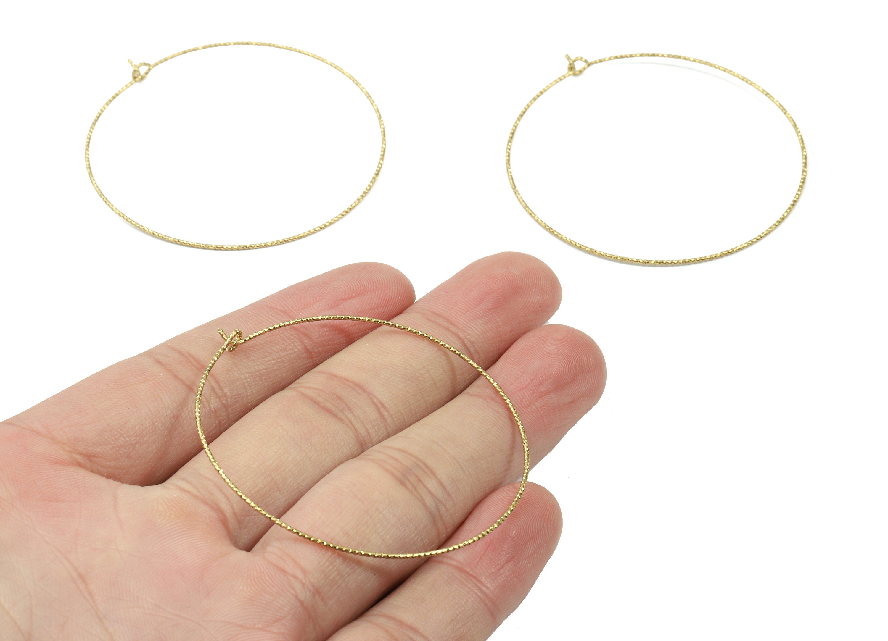 Brass Circle Pattern Ear Wire - 50# Raw Brass Earring Hoops - Rope Hoops - Earring Findings - Jewelry Supplies - 54.39x51.15x0.72mm - PP3116 - DOMEDBAZAAR