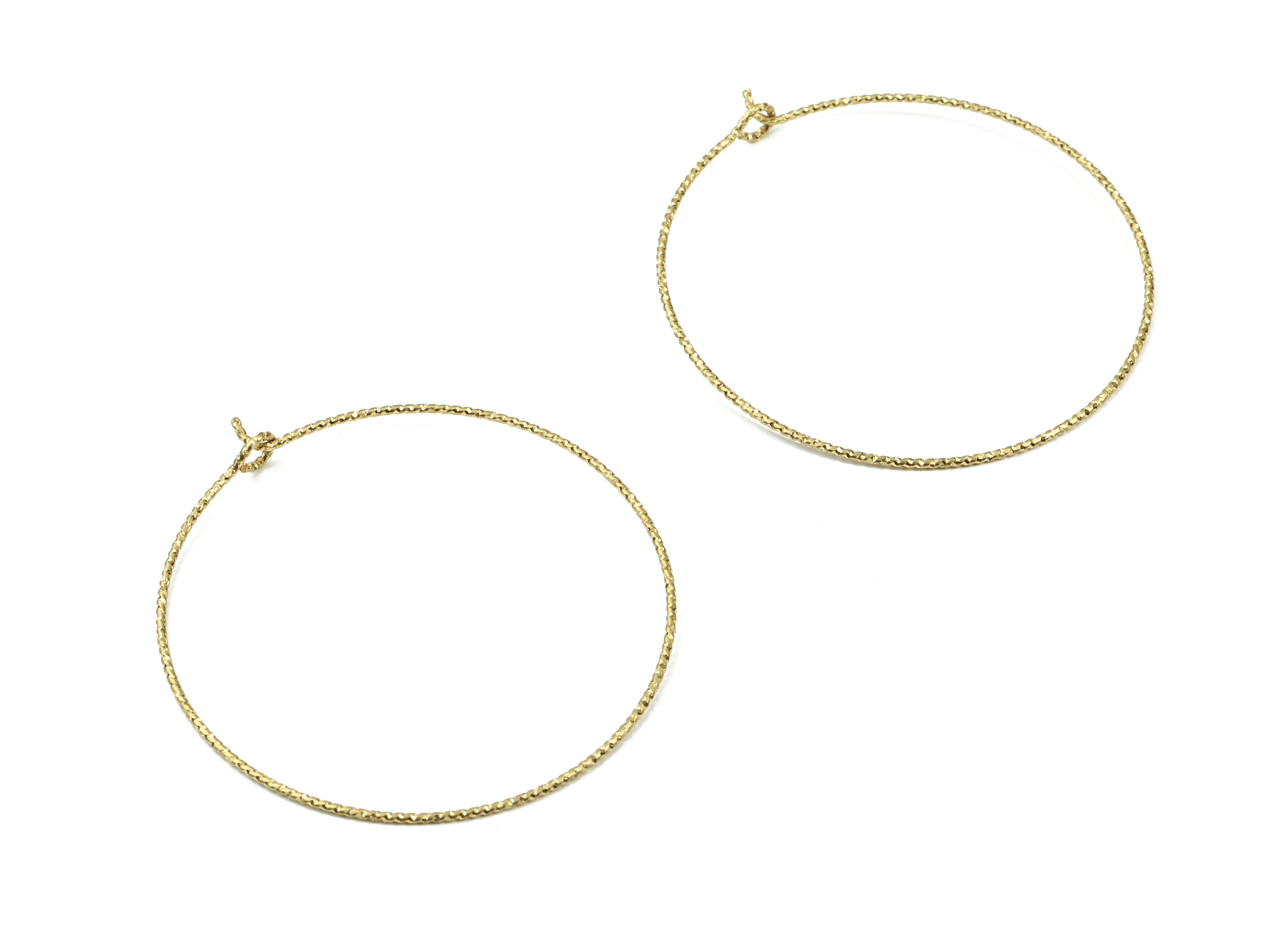 Brass Circle Pattern Ear Wire - 40# Raw Brass Earring Hoops - Rope Hoops - Earring Findings - Jewelry Supplies - 43.2x40.09x0.73mm - PP3114 - DOMEDBAZAAR