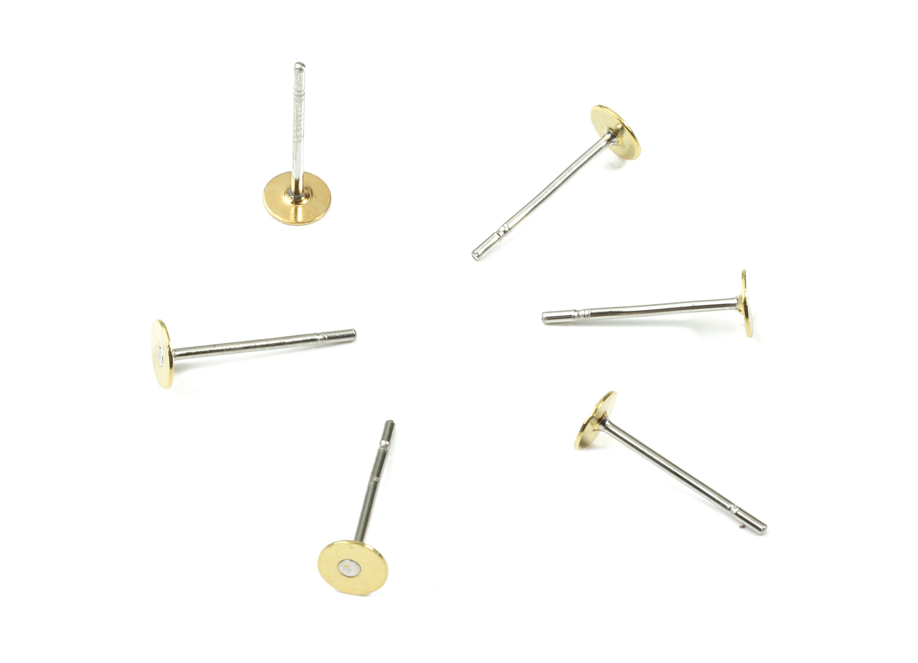 Earring Post Stud With Raw Brass Head - 4*12 - 304 Stainless Steel Earring Posts - Jewelry Supplies - 11.89x4.05mm - PP3105 - DOMEDBAZAAR