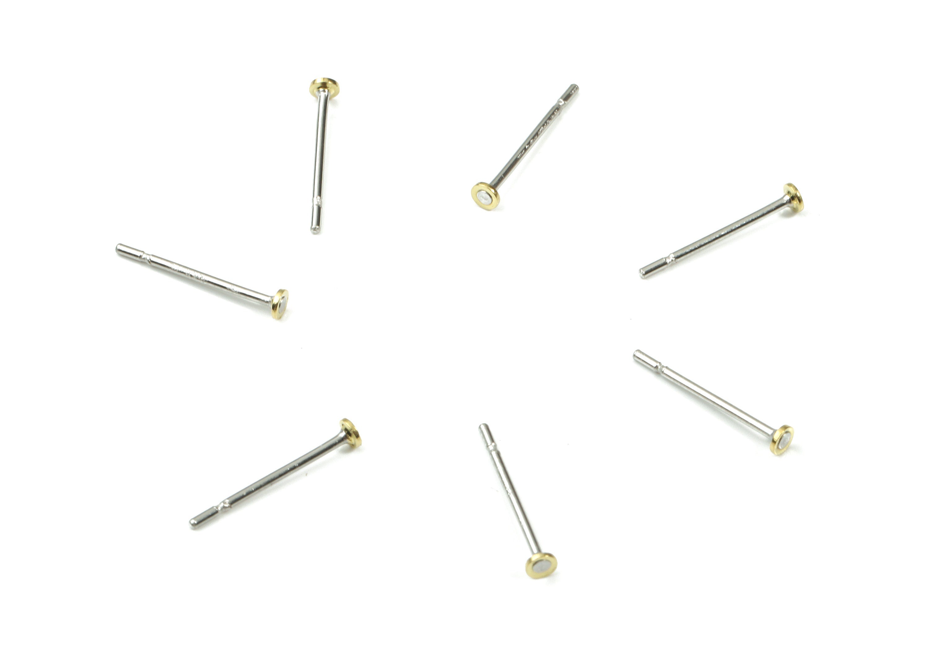 Earring Post Stud With Raw Brass Head - 2*12 - 202 Stainless Steel Earring Posts - Jewelry Supplies - 12.1x2.03mm - PP3103 - DOMEDBAZAAR