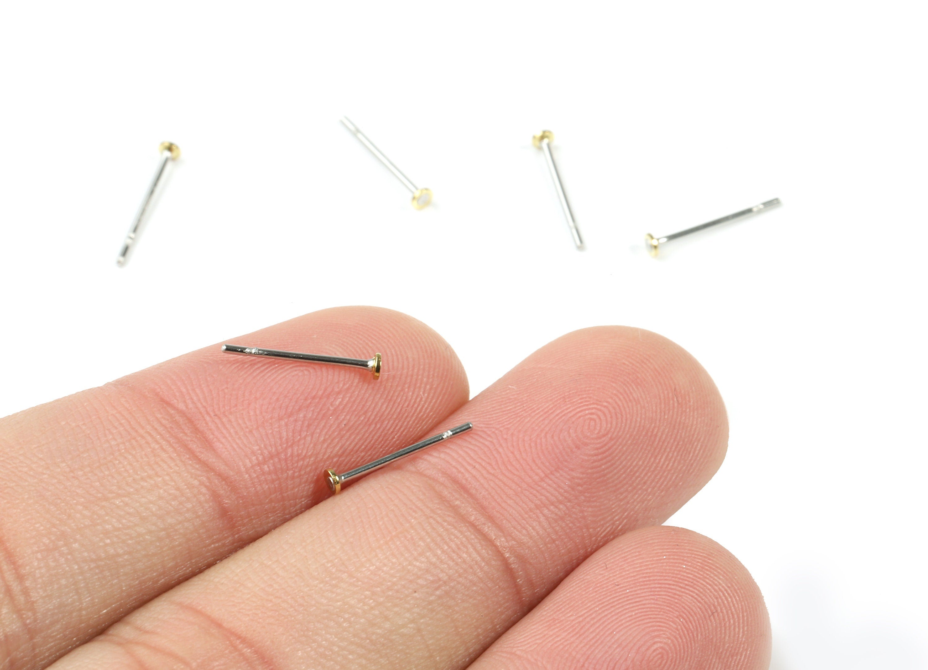 Earring Post Stud With Raw Brass Head - 2*12 - 202 Stainless Steel Earring Posts - Jewelry Supplies - 12.1x2.03mm - PP3103 - DOMEDBAZAAR