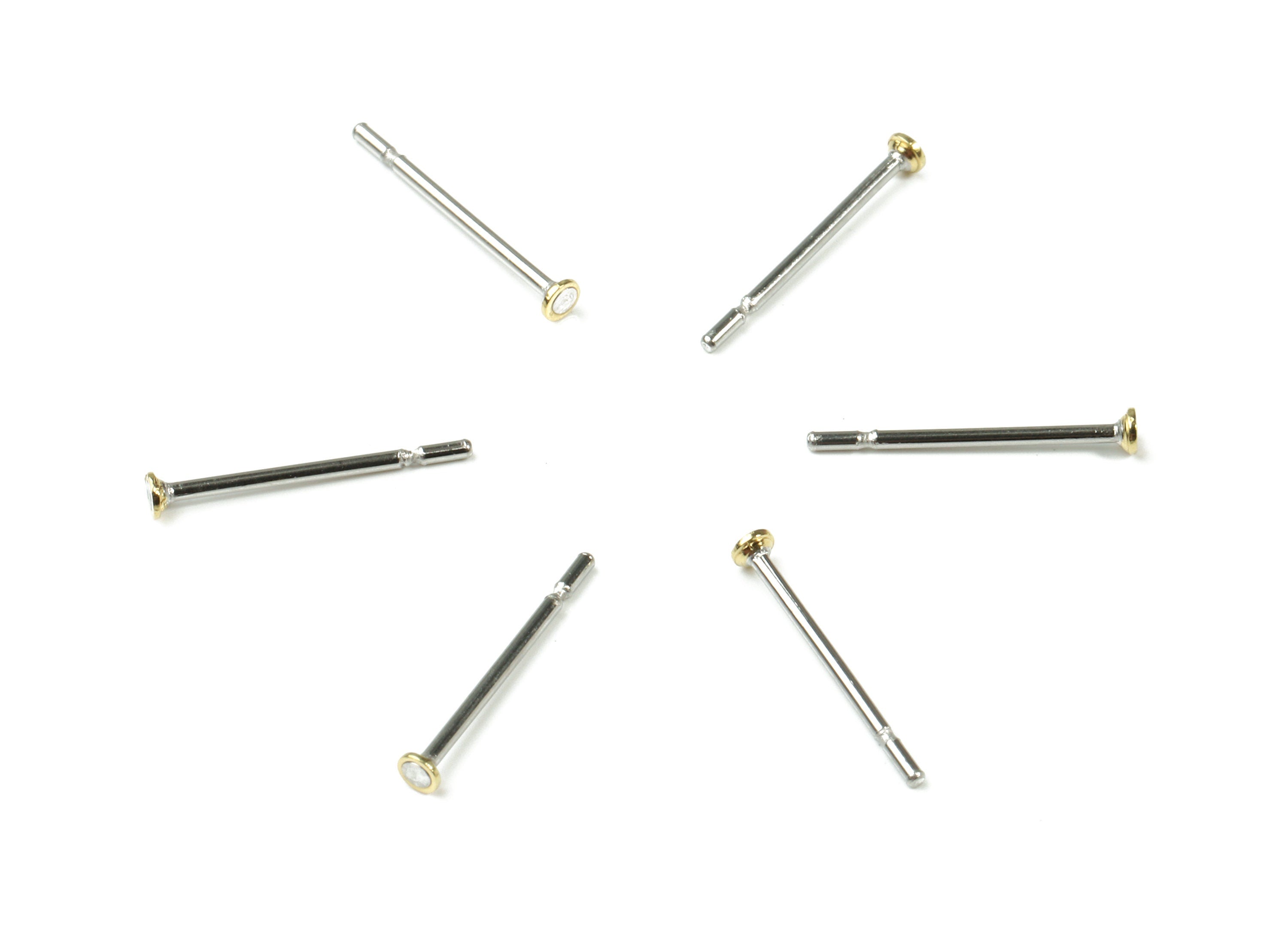 Earring Post Stud With Raw Brass Head - 1.6*12 - 316 Stainless Steel Earring Posts - Jewelry Supplies - 11.76x1.68mm - PP3102 - DOMEDBAZAAR