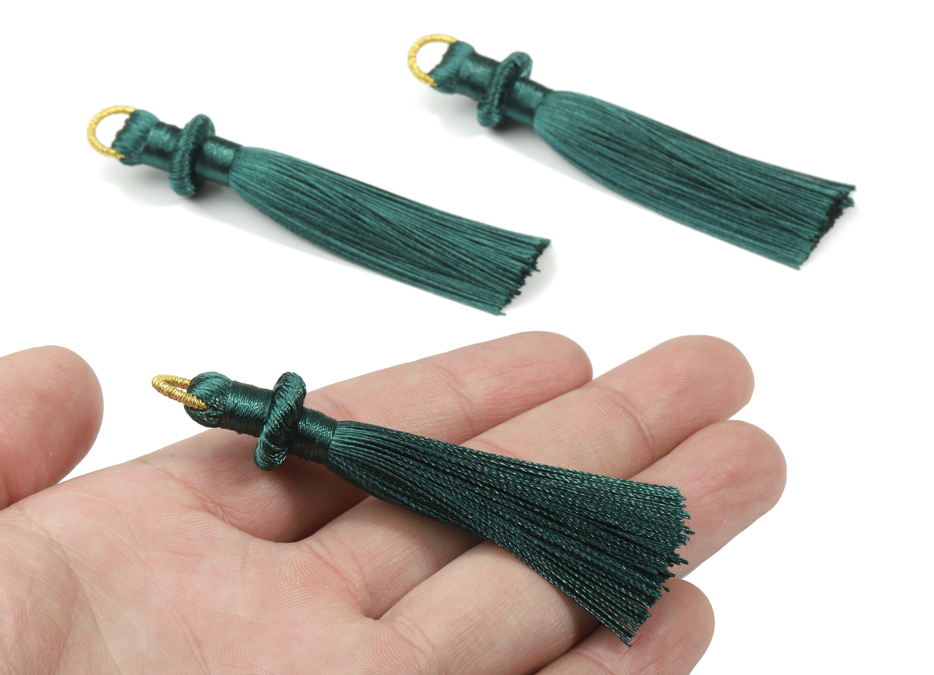 Silky Tassel Earring With Loop - Green Earring Tassels - Luxe Tassel - Boho Tassel - Boho Charms - 77x13.64x6.72mm - TS1129B - DOMEDBAZAAR