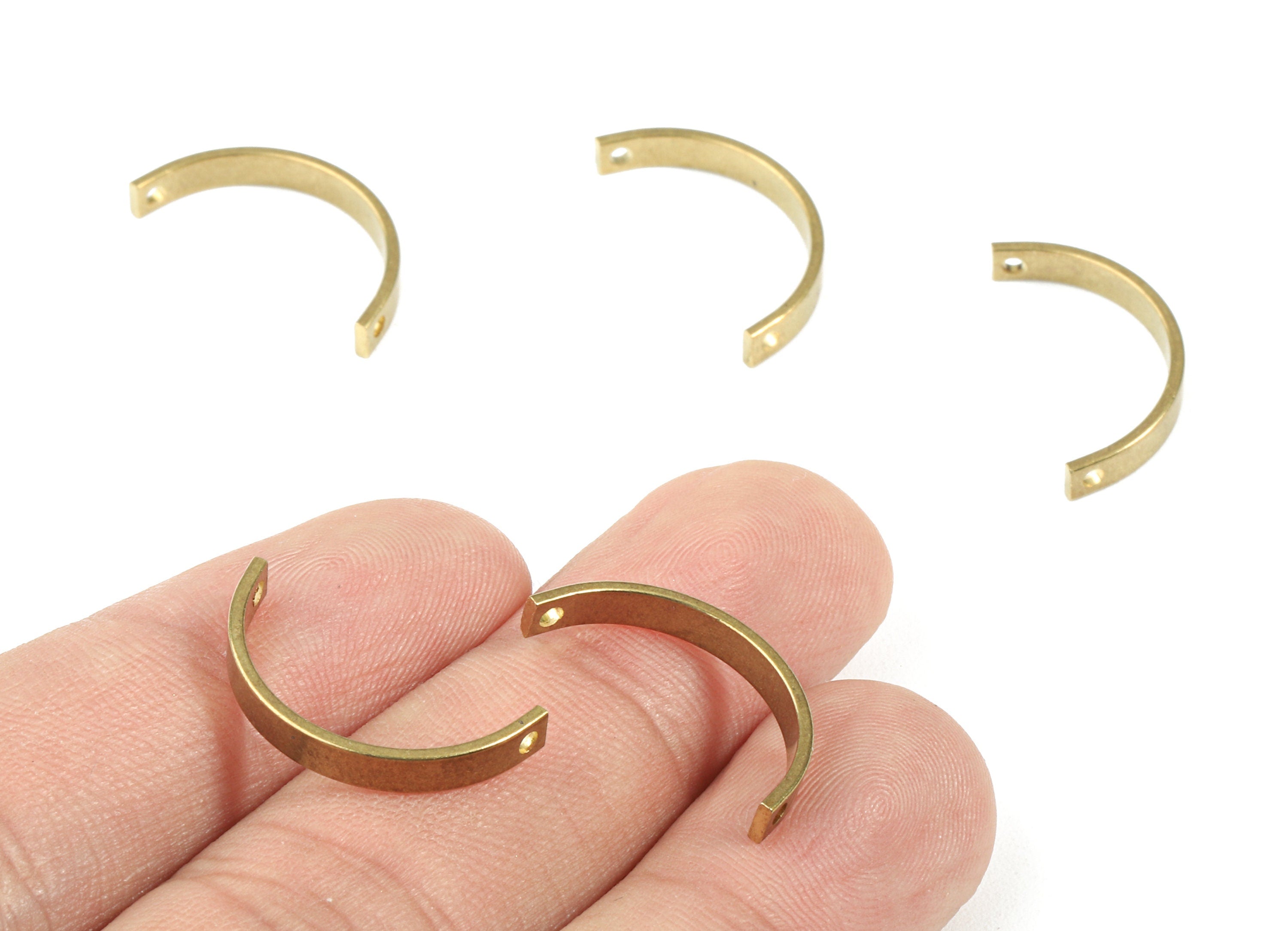 Brass C Connectors - Raw Brass C Pendant Necklace - Brass Connector Charms - 2 Holes - Jewelry Supplies - 20.05x3.01x0.94mm - PP2970 - DOMEDBAZAAR