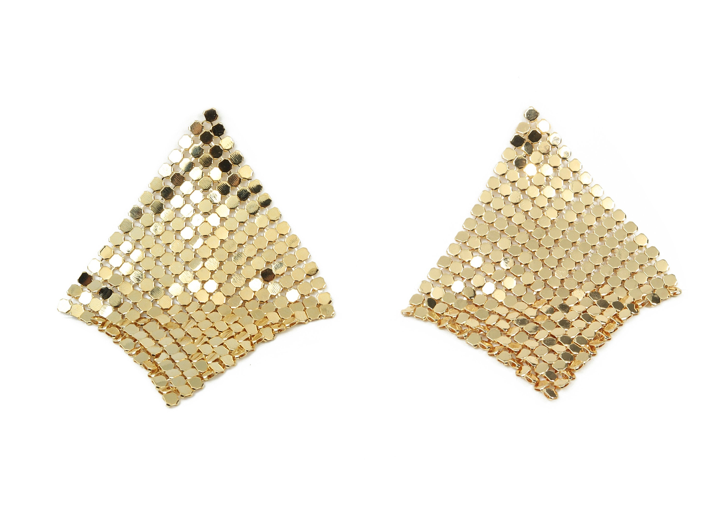Brass Square Mesh Earring Post - Brass Square Mesh Earring Stud - 18K Real Gold Plated Brass - Brass Square Pendant - 50x50x1.57mm - RGP2255 - DOMEDBAZAAR