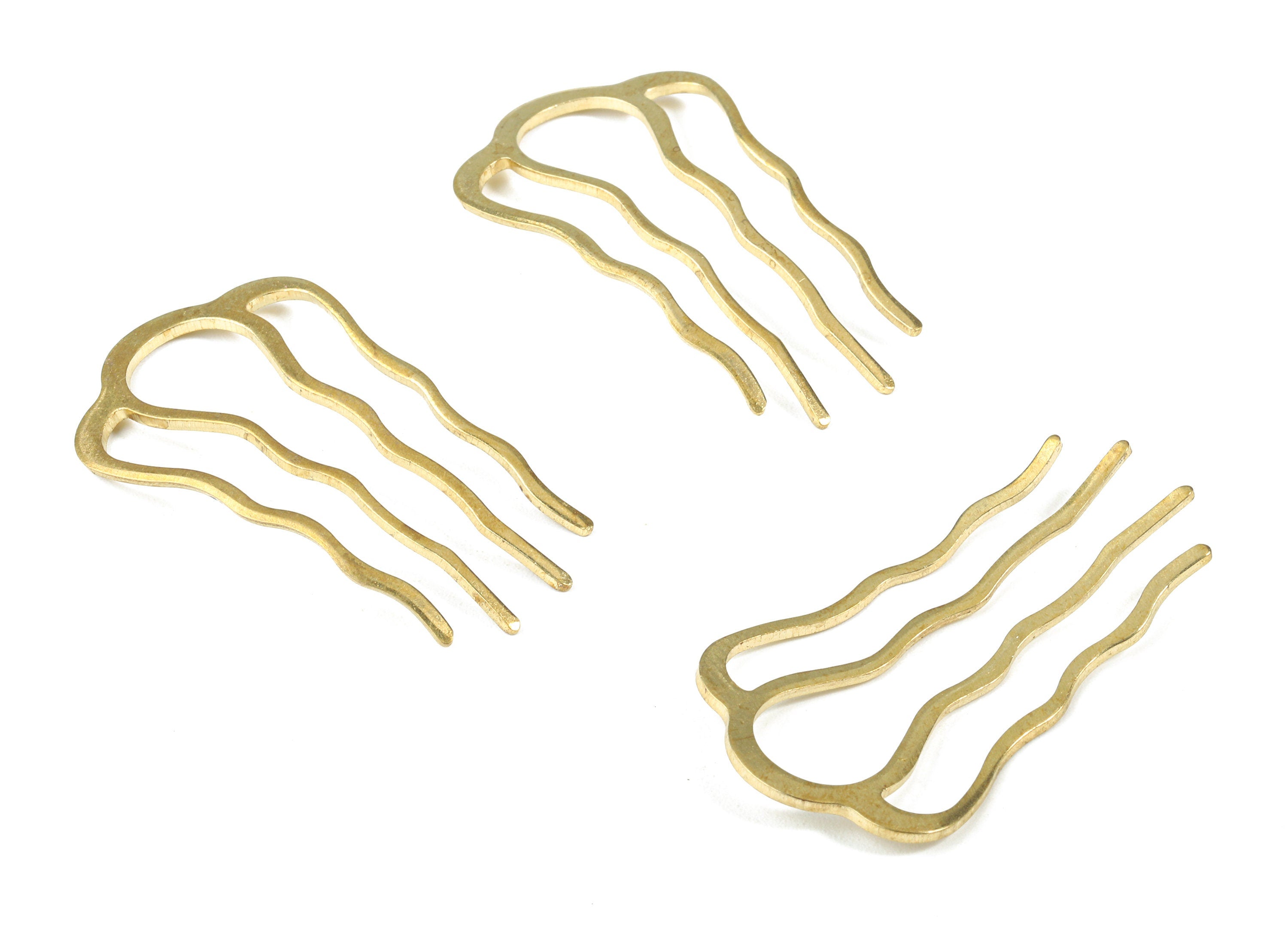 Brass Hair Tooth Comb Blanks - Brass 4 Teeth Barrette Hair Combs - Jewelry Supplies - 45.23x25.86x1.3mm - PP2980 - DOMEDBAZAAR