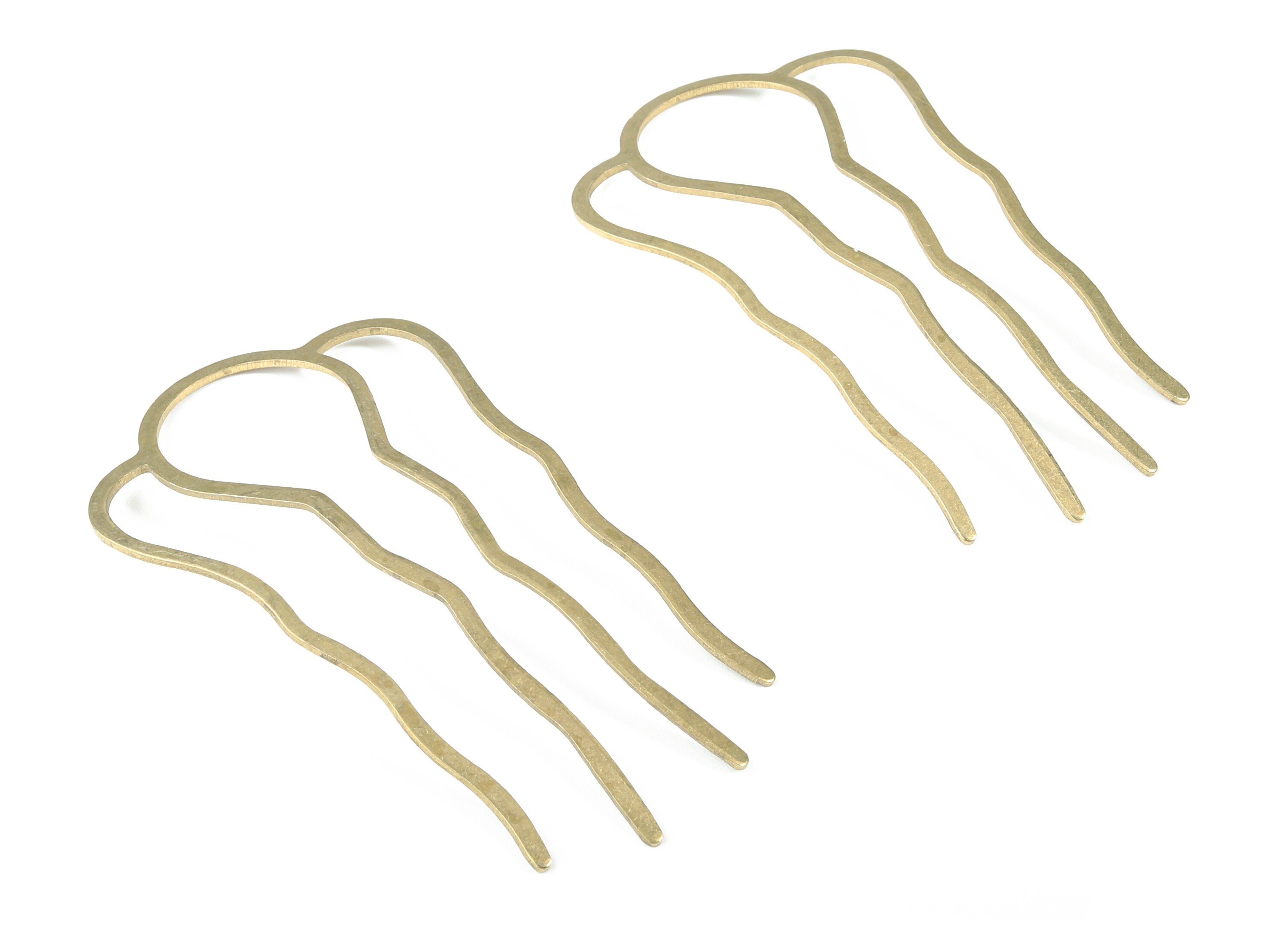 Brass Hair Tooth Comb Blanks - Brass 4 Teeth Barrette Hair Combs - Jewelry Supplies - 85.89x49.26x1.27mm - PP2982 - DOMEDBAZAAR