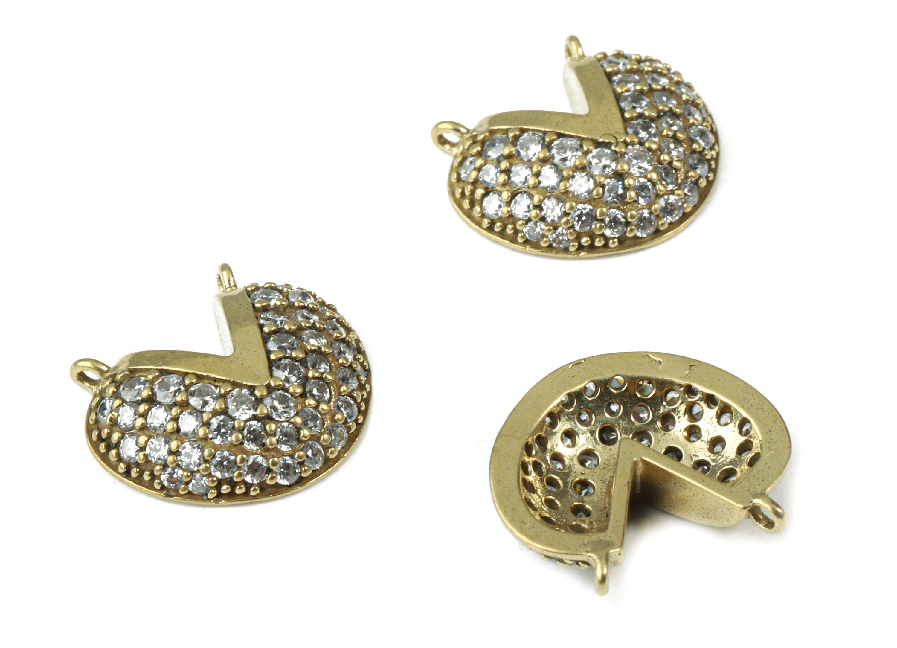 Brass V Heart Connectors - Zincons V Heart Necklace and Pendant - 2 Holes - Jewelry Supplies - 15.23x13.22x3.51mm - PP2983 - DOMEDBAZAAR