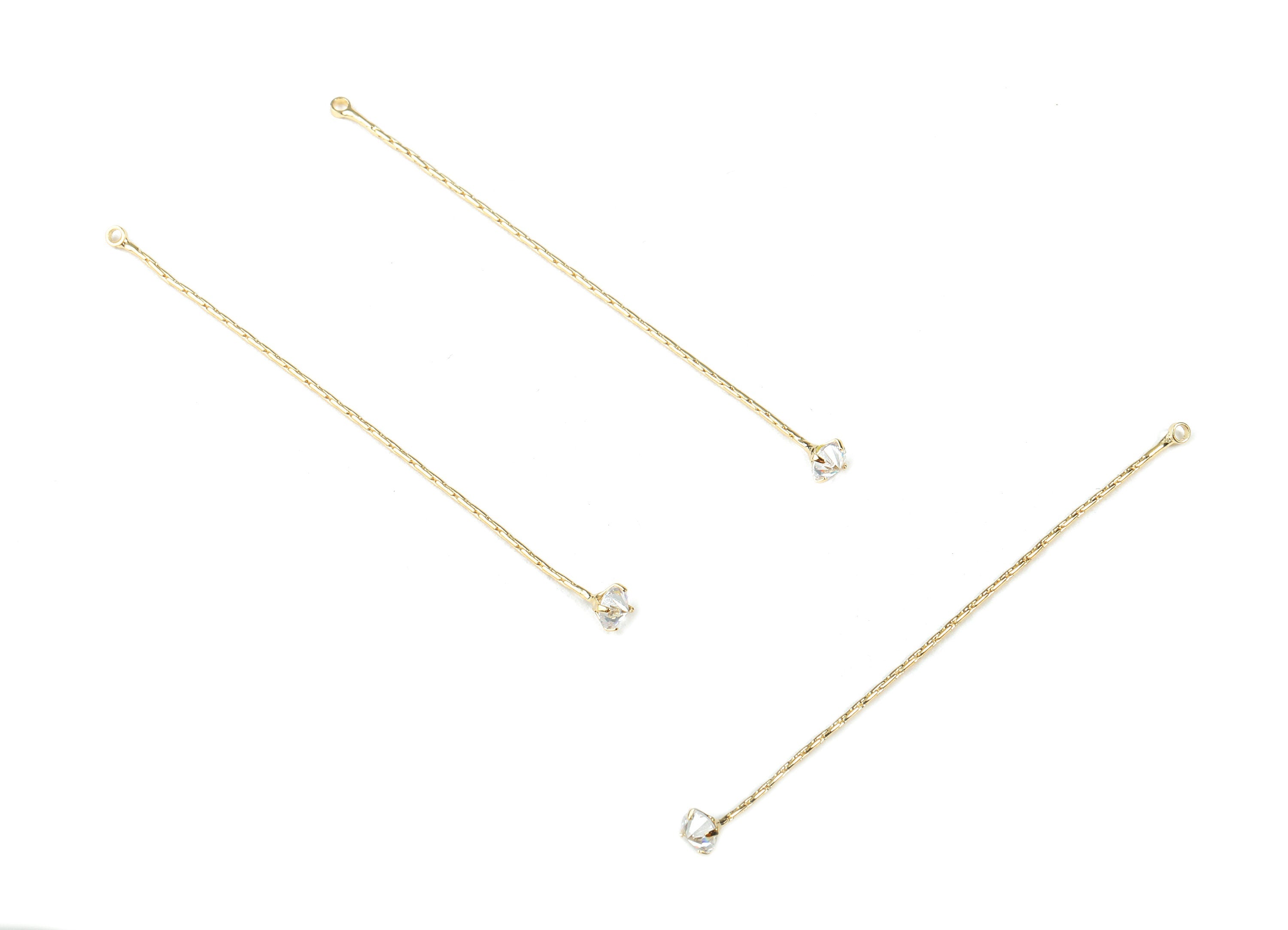 Brass Snake Chain Charms With Glass - Brass Snake Chain Earring Pendant - 18k Real Gold Plating Brass - 65x3.97x3.62mm - RGP2300 - DOMEDBAZAAR