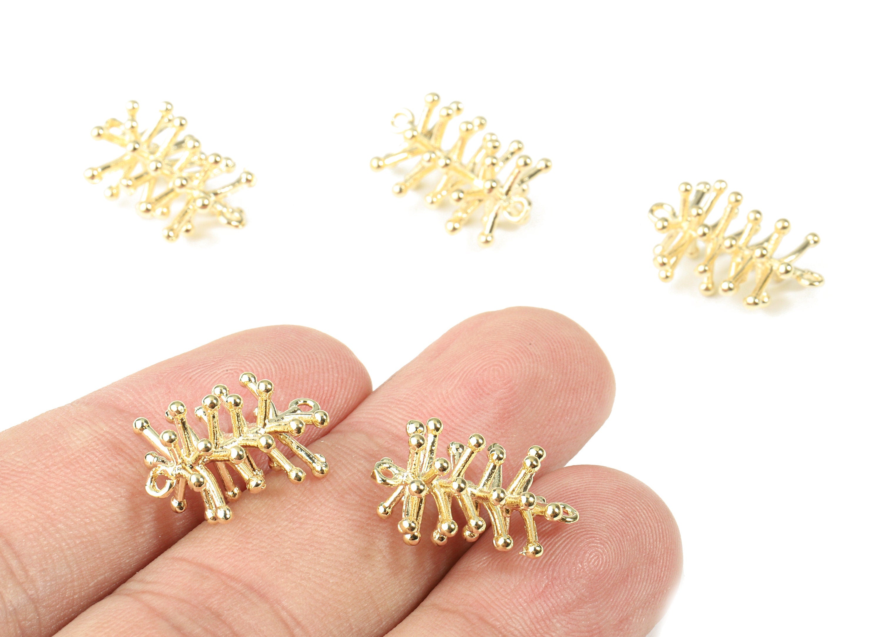 Brass Branch Connector - Brass Branch Earring Bracelet Connector - 18k Real Gold Plating Brass - 18.23x12.06x7.66mm - RGP2288 - DOMEDBAZAAR
