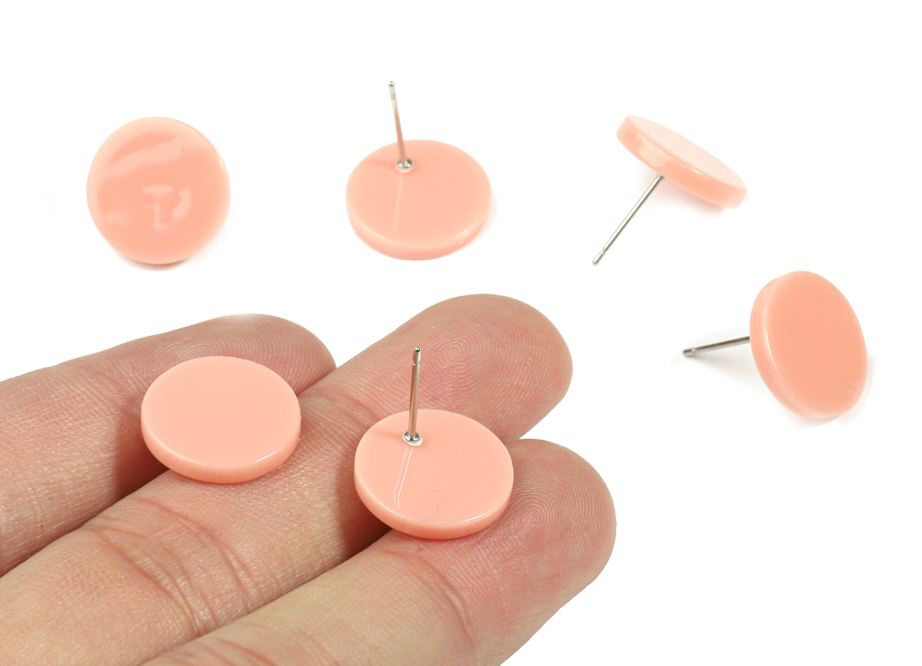 Acrylic Mini Round Earring Stud - Circle Earring Post - Earring Post - Jewelry Supplies - Color Code: A394 - 14.65x14.65x2.4mm - AC1812-A394 - DOMEDBAZAAR