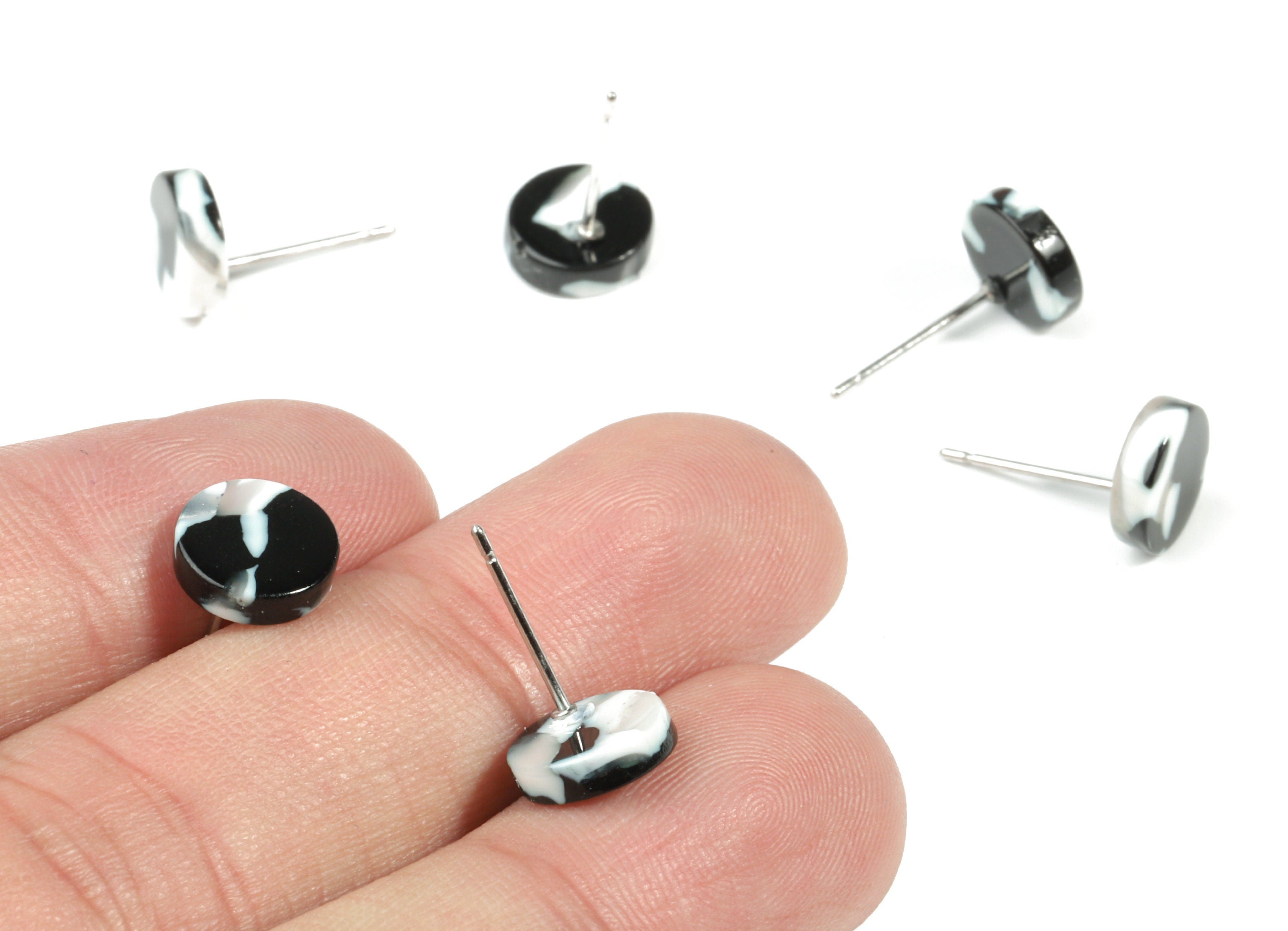 Acetate Mini Round Earring Stud - Circle Earring Post - Earring Post - Jewelry Supplies - Color Code: A17 - 8.62x8.62x2.52mm - AC1715-A17 - DOMEDBAZAAR